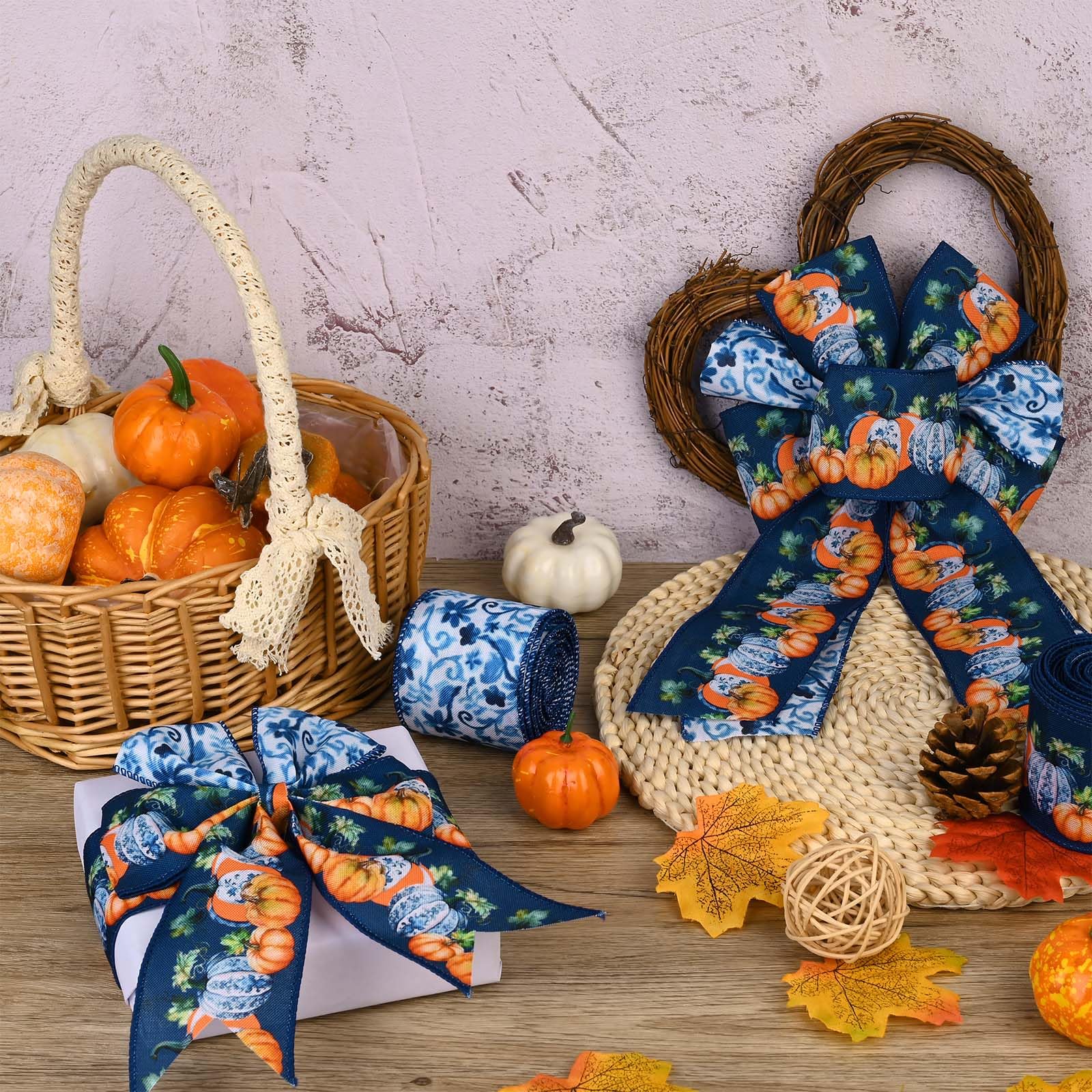 ribbon gather rib blouson 【PELLICULE】 Amazon.com: 2 Rolls Fall Wired Edge Ribbon Chinoiserie