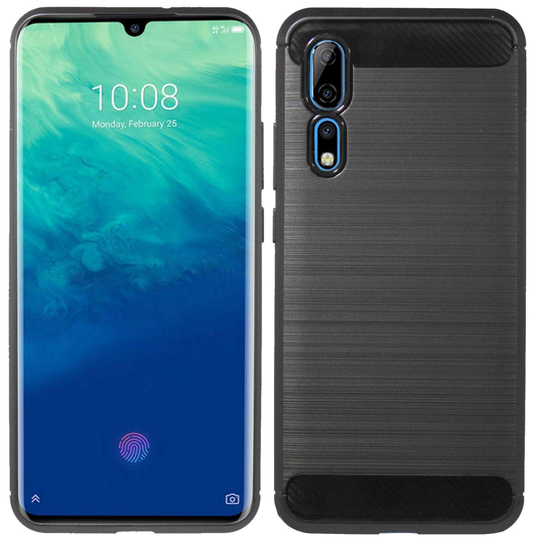 Cofi1453 Custodia In Silicone TPU Con Effetto Carbonio Per ZTE Axon 10 Pro – Cover Morbida Antiurto, Antiscivolo, Colore Nero