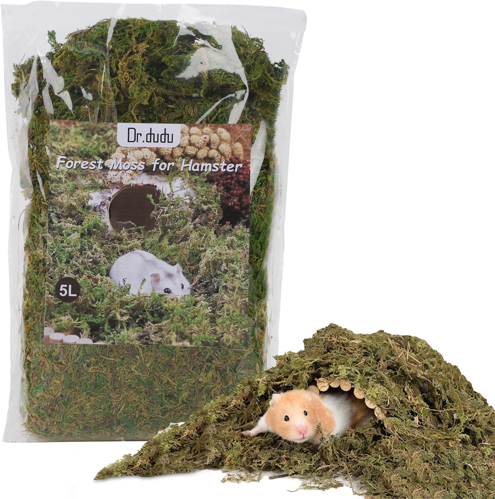 DR.DUDU 5L Forest Moss for Hamster Bedding Nesting, Syrian
