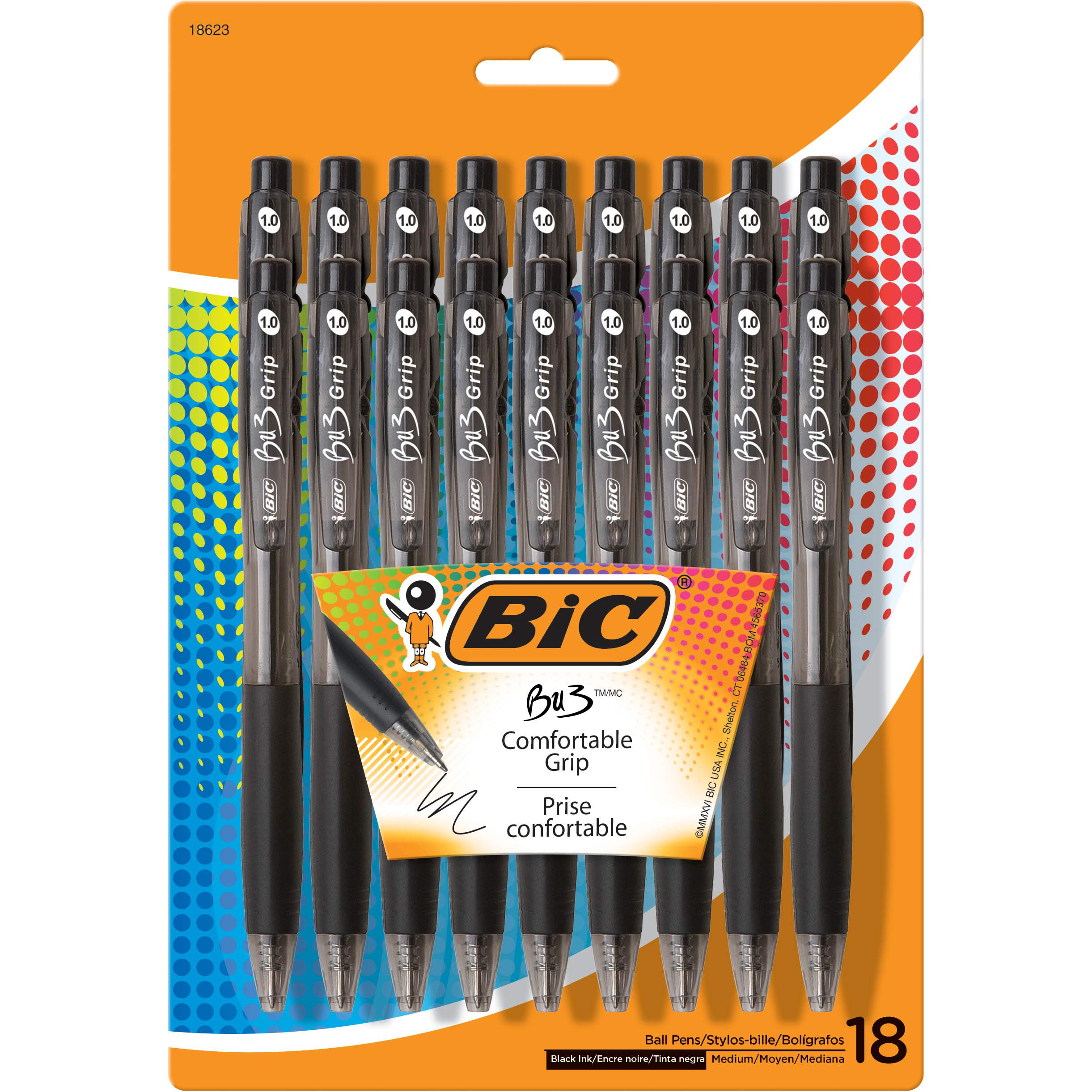 BIC924252 BU3 Retractable Ballpoint Pens Medium Point Black Ink
