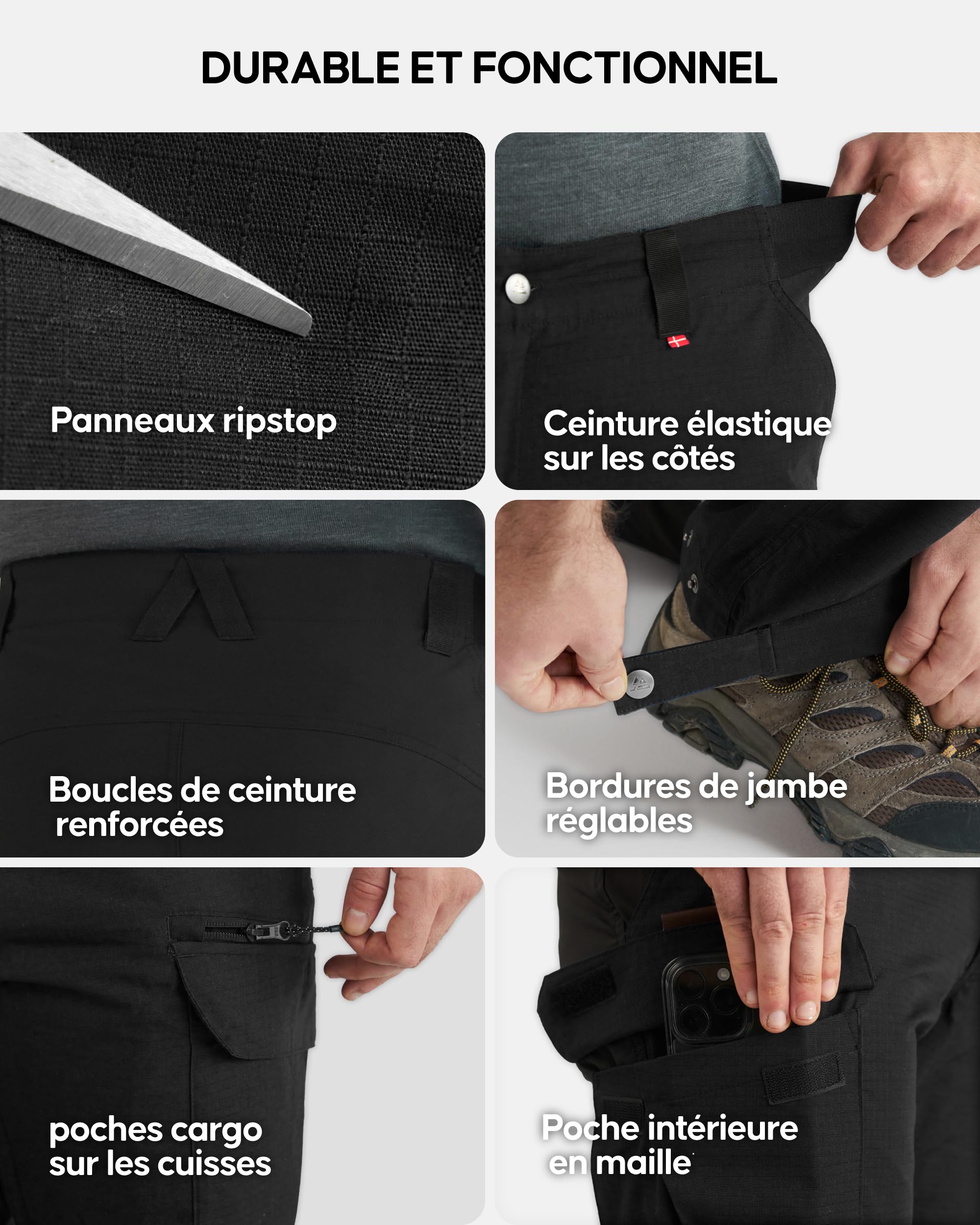 DANISH ENDURANCE Pantalon De Marche Déperlant, Pantalon Exploration pour Randonnée, Activités Outdoor & Usage Quotidien, Résistant, pour Homme