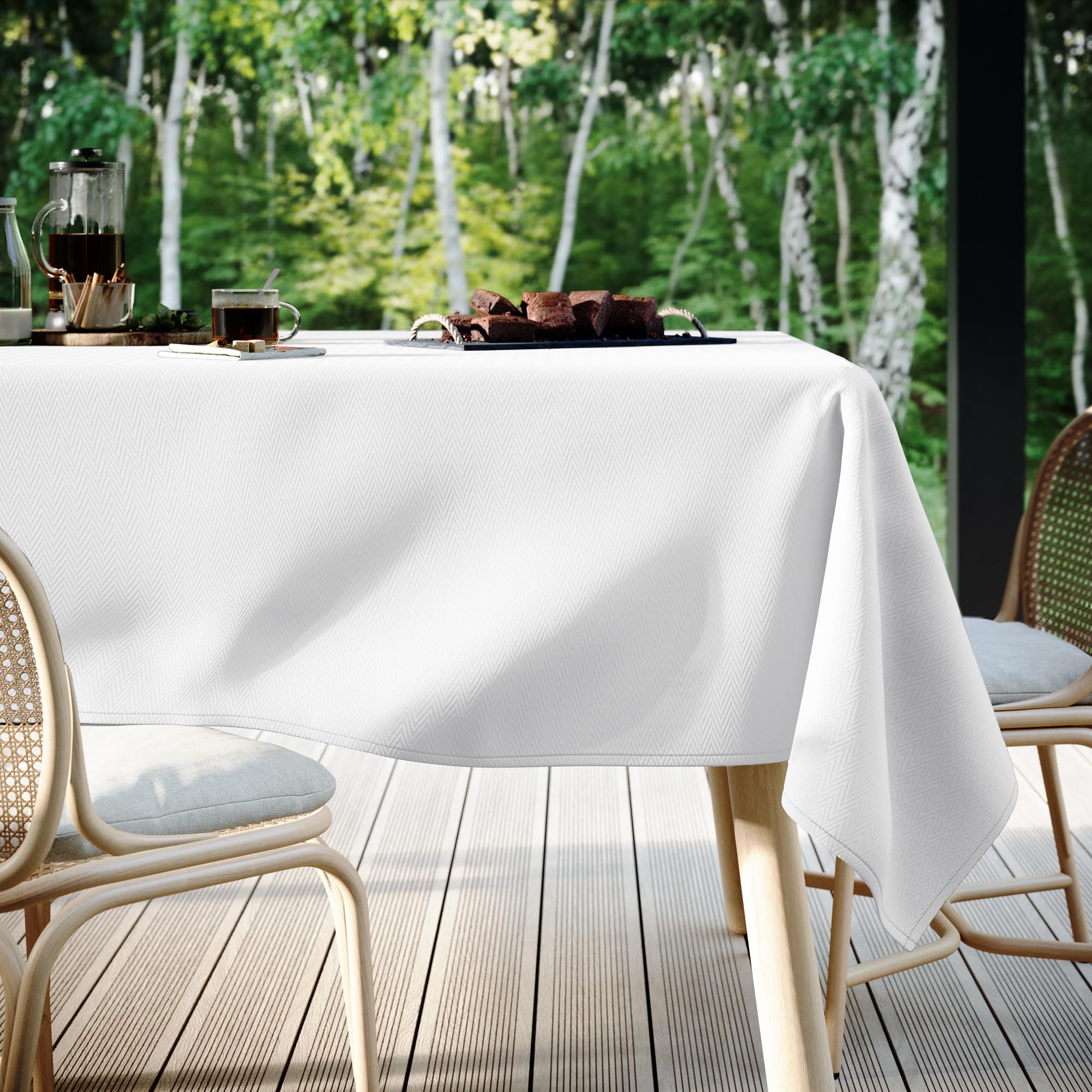 Nappe Ovale 140x200 cm Blanc Rembourrée extérieur intérieur Motif en Zigzag Verte