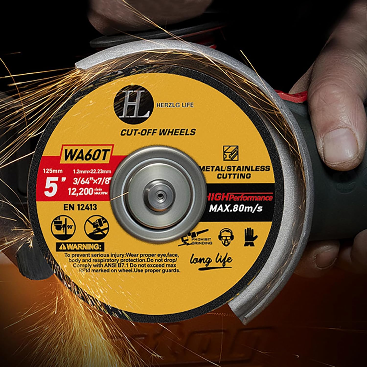 Angle Grinder Attachments Grinding Wheel & Disc 5 x 7/8" Grinder Blades with Depressed Center for Metal Professional Grinding Disc for Cutting Sharpening and Welding (5 x 7/8"-10pack)