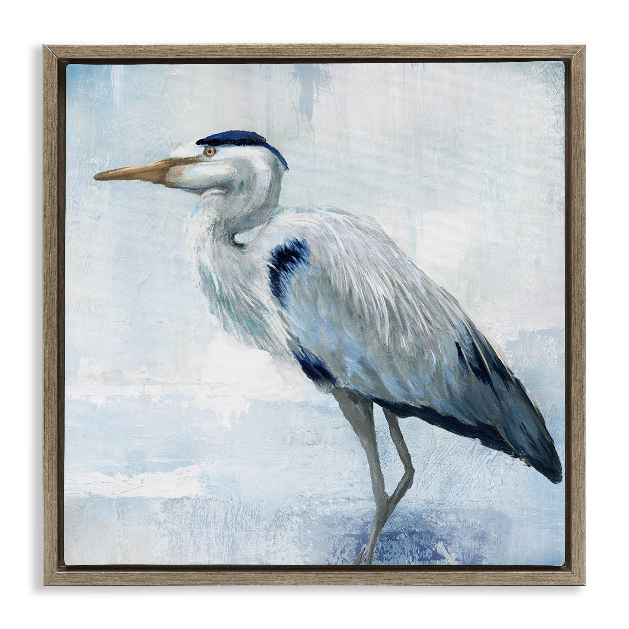 'Faded Blue Heron'| Floating Frame Canvas Art