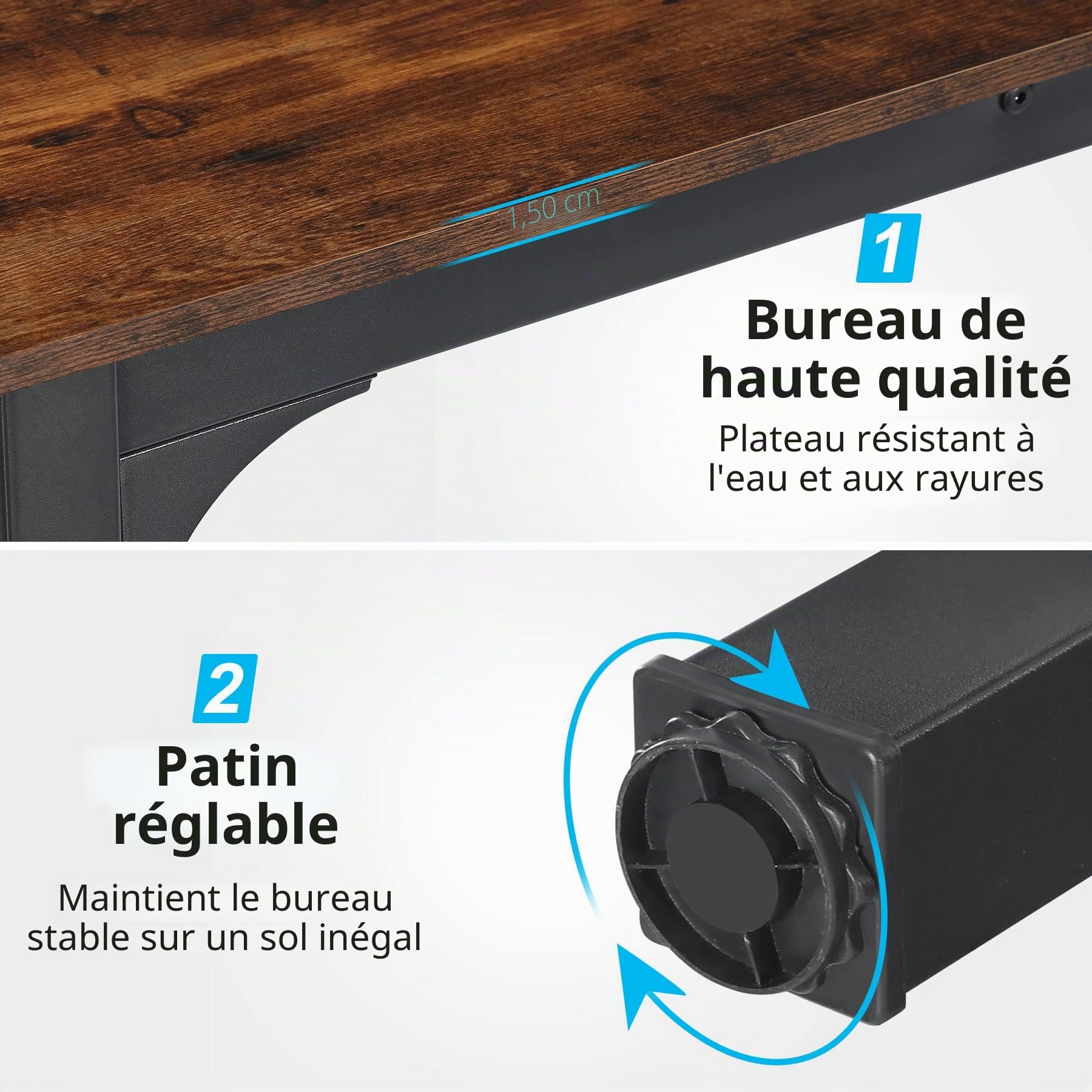 Tribesigns Bureau Informatique pour Ordinateur Portable, Table d'étude Double Long pour Chambre de Bureau à Domicile, 200 x 70 x 75 cm, Marron Rustique