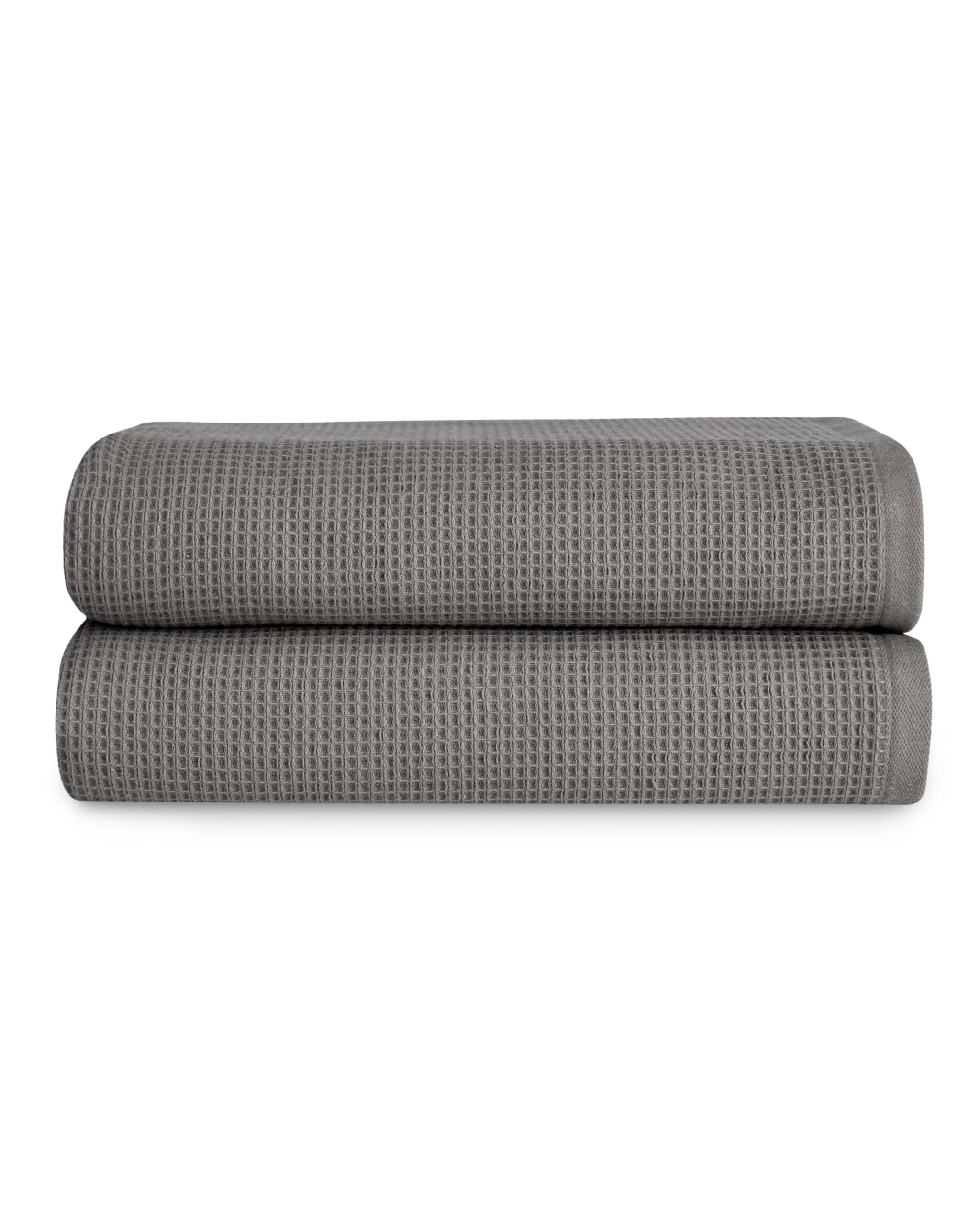 Cozy Earth Set Di 2 Asciugamani Da Bagno A Nido D'Ape, 76x147 Cm, 60% Cotone E 40% Viscosa Di Bambù, Morbidi E Assorbenti, Trama Reversibile, Lusso Quotidiano