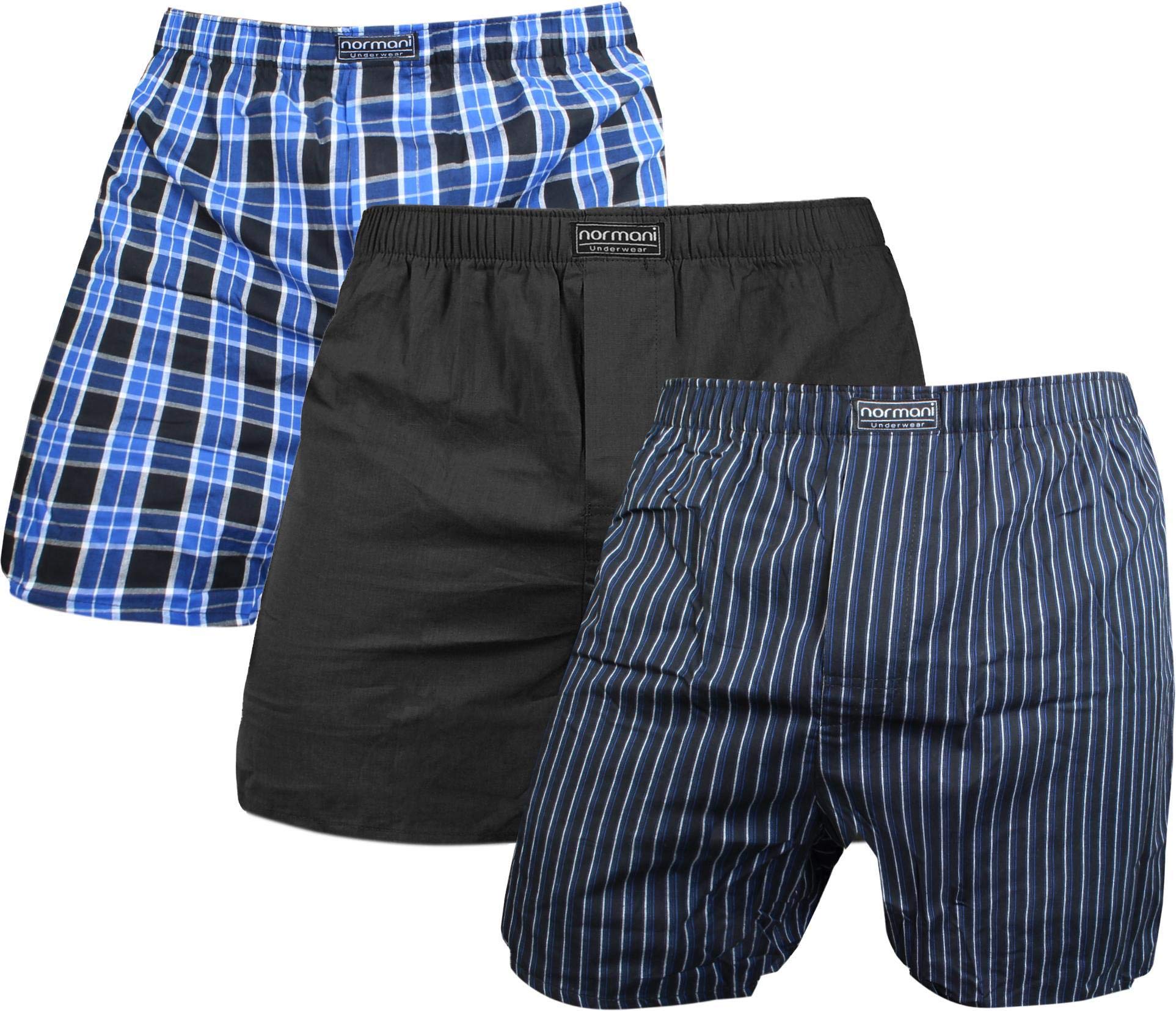 normani 3 x Herren Web Boxershorts aus Reiner Baumwolle