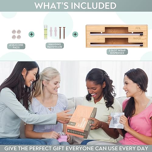 Miniatura 8 de Dispensador de papel de aluminio 2 en 1, organizador de envoltura de cocina con cortador de papel de aluminio extra ancho de 13.5 pulgadas.