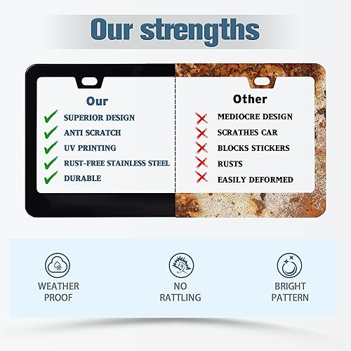 Miniatura 4 de Marco de matrícula con bandera alemana, marcos de matrícula de Alemania, personalizan acero inoxidable, diseño divertido compatible con soporte