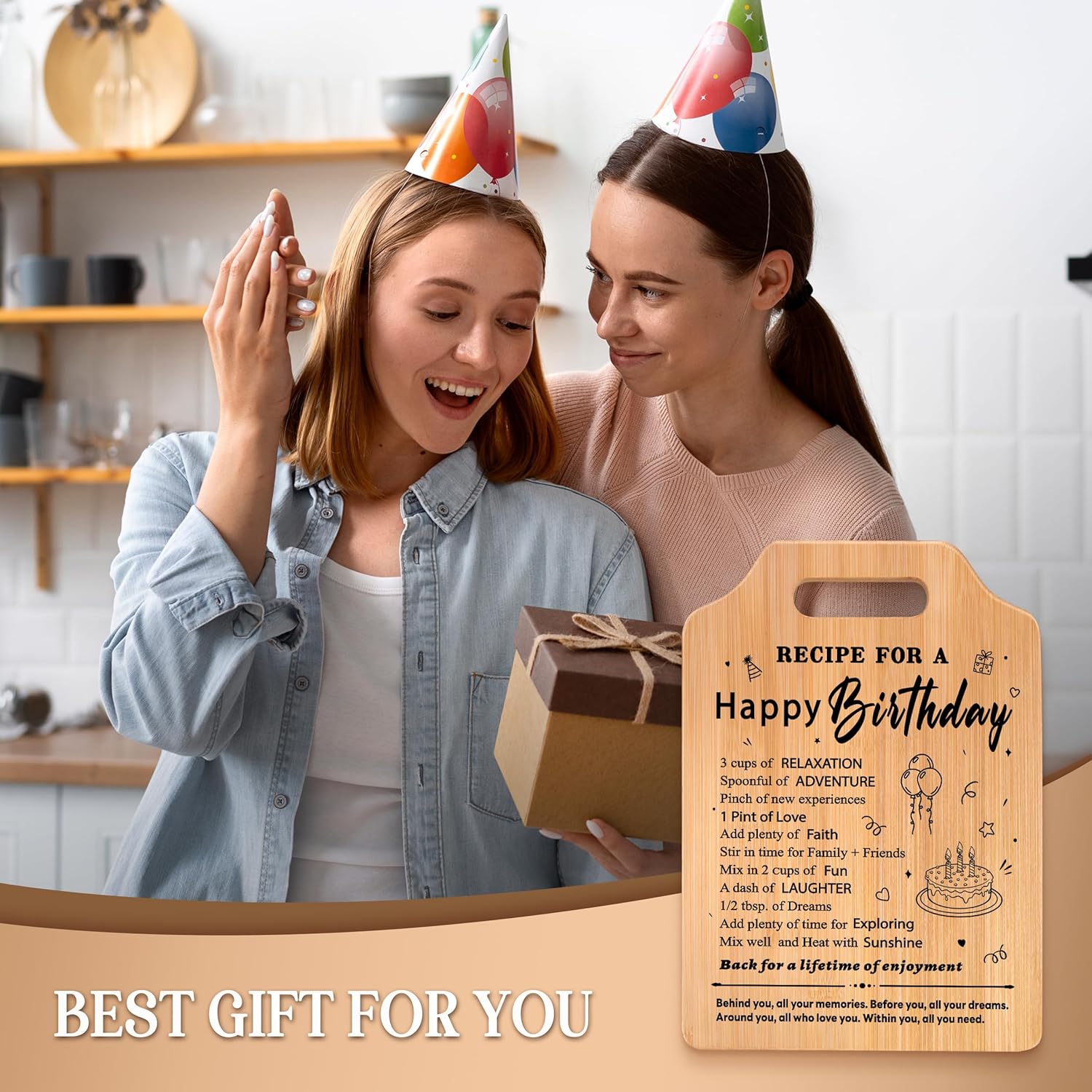 Happy Birthday Gifts for Women, Happy Birthday Cutting Board for Women Mom Sister Wife Friend, Birthday Gift Ideas, Friendship Birthday Gifts for Her Him, Bamboo - Image 7