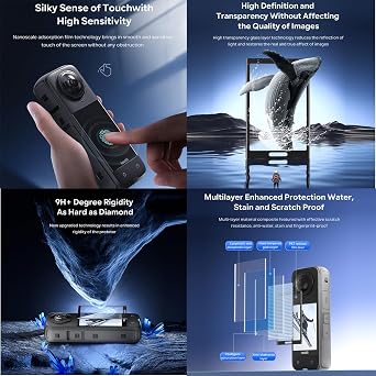 Insta 360 X5 Premium Glass Lens Guard Set Screen Protector for Insta360 X5 X 5 9H Hard Tempered Glass Film Anti-Scratch [Bubble Free]