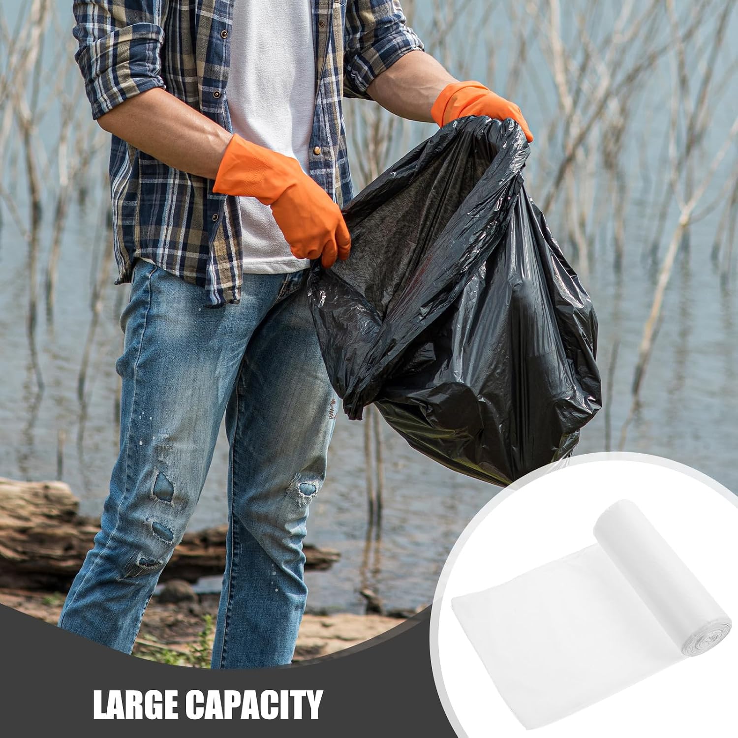 SOLUSTRE Bags 2pcs Large 60X80 Inch Corn Starch-Based Thickened White Yard Waste Bags for Garden Leaves and Lawn Trash Disposal