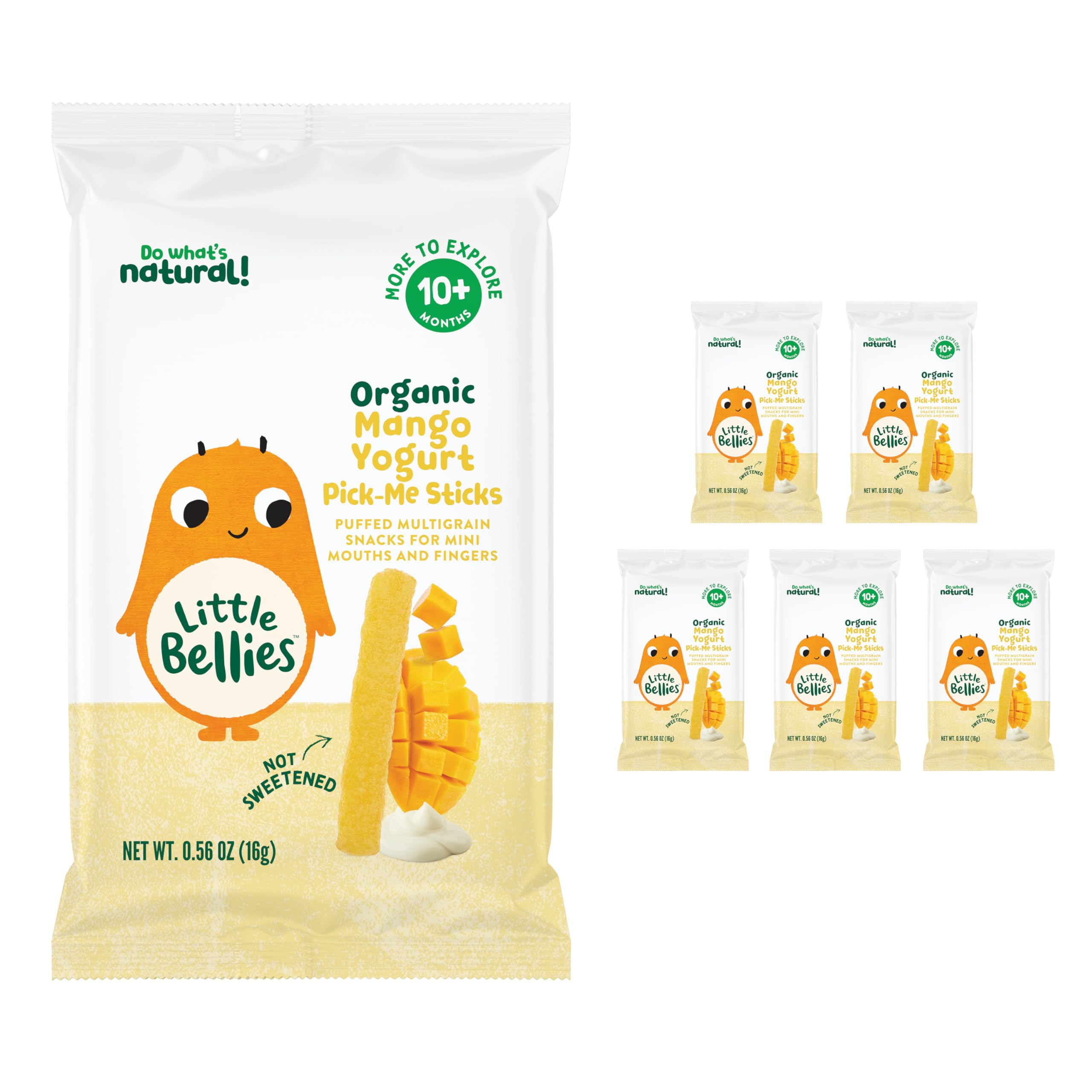 Little Bellies Organic Mango Yogurt Pick-Me Sticks, (Pack of 5 x 0.56 oz Individual Packs)