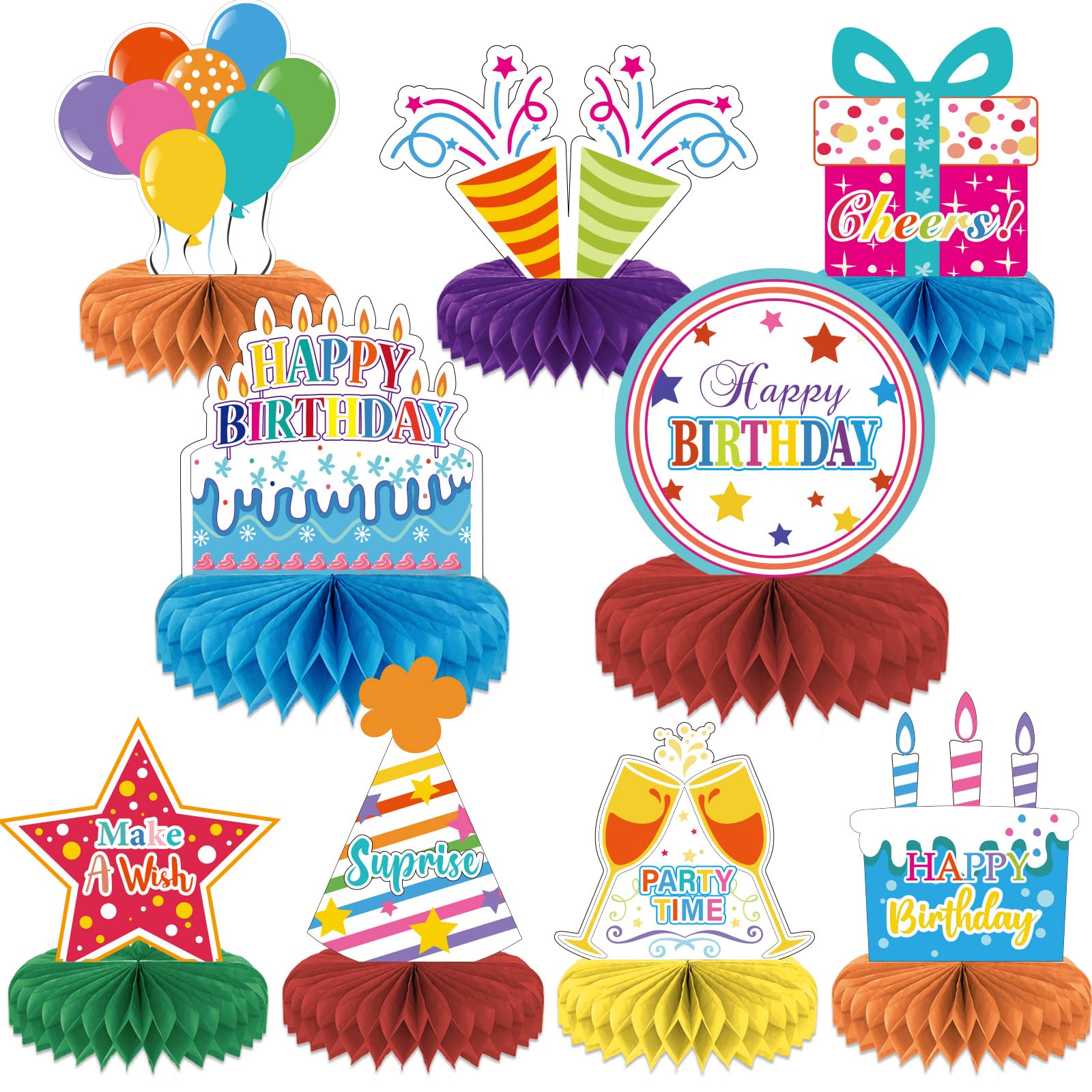 Buy 9 Pieces Colorful Birthday Decorations Birthday Centerpieces for