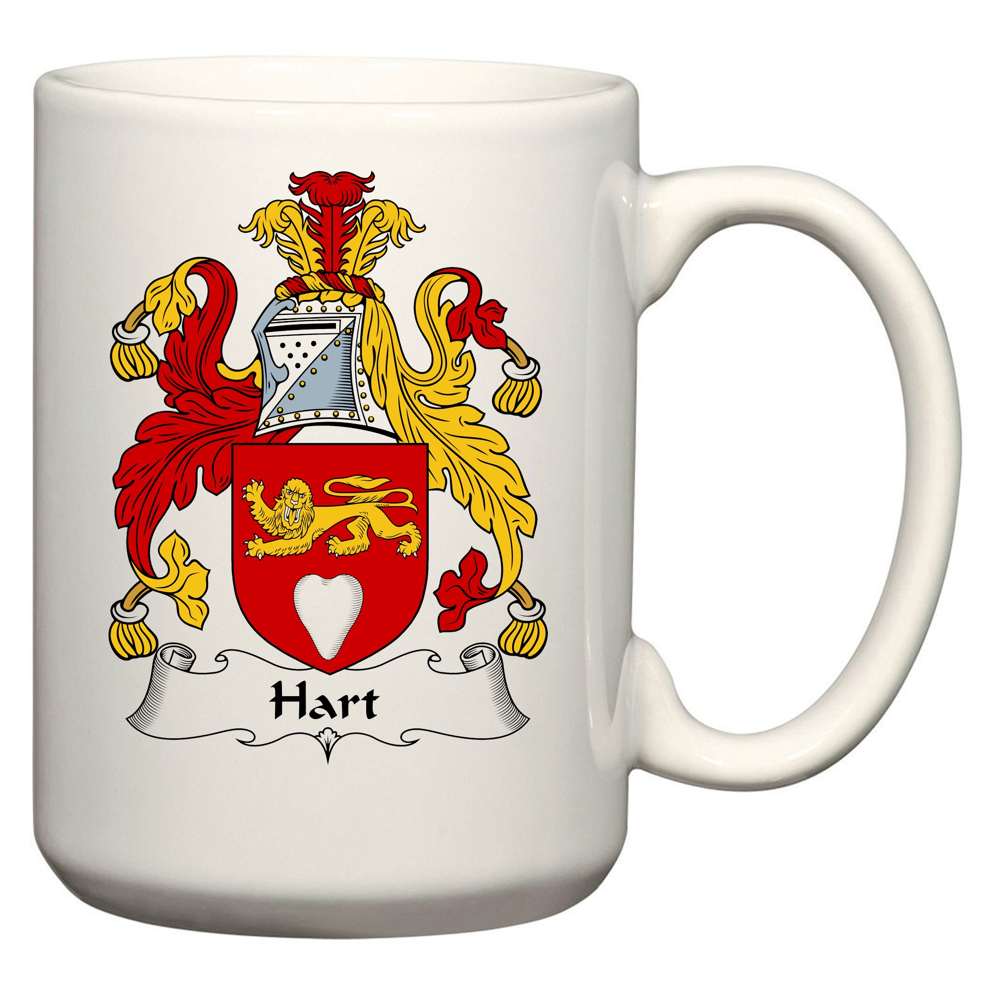 Hart Coat of Arms/Hart Family Crest 15 Oz Ceramic Coffee/Cocoa Mug by Carpe Diem Designs Made in the U.S.A.