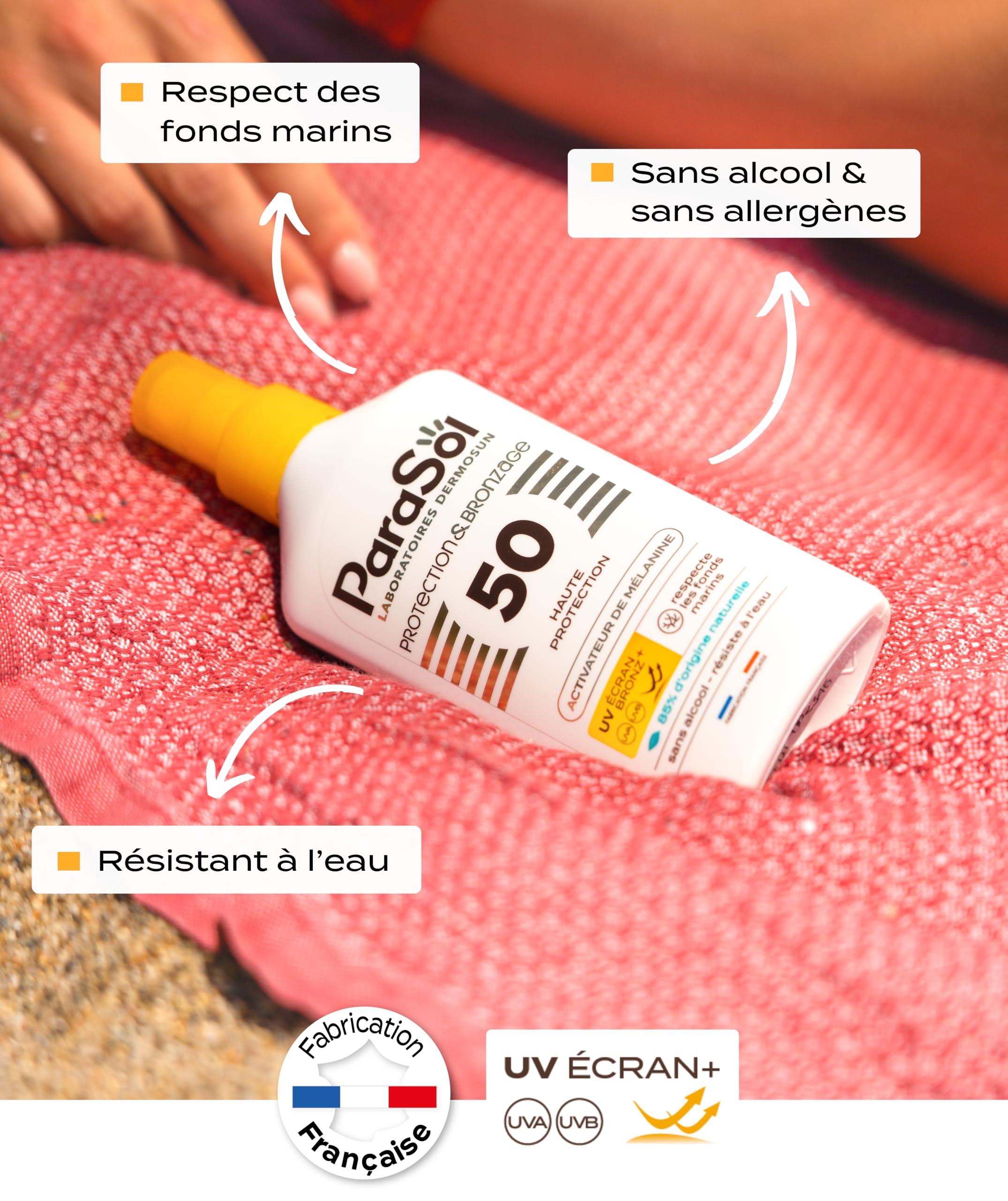 ParaSol Protection & Bronzage FPS 50 - Protector solar facial y cuerpo de alta protección - Activador de melanina - Protección UVA/UVB - Resistente al agua - Fabricado en Francia