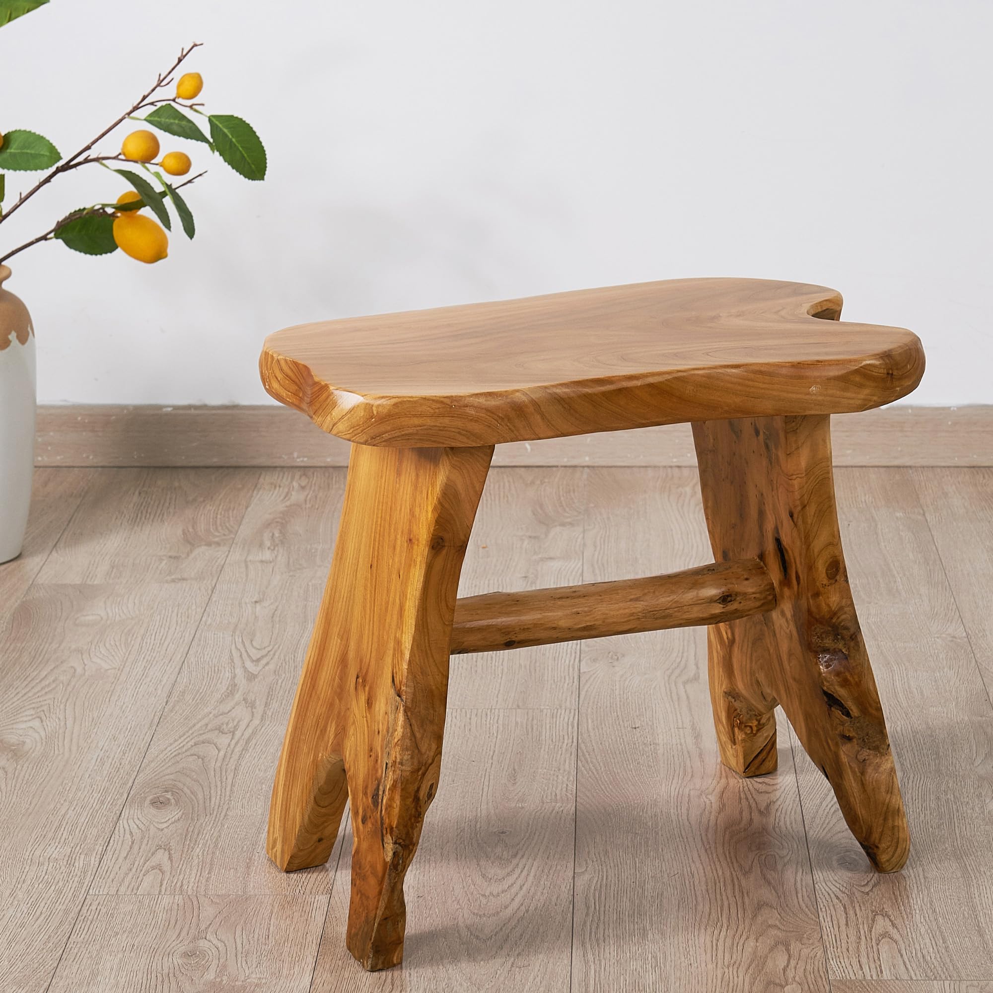 Warmaxx Natural Shape Solid Wood Stump Stool 20"x13"x18" Cedar Root End Table Rustic Plant Stand Live Edge Coffee Side Table Vintage Sit Foot Stool