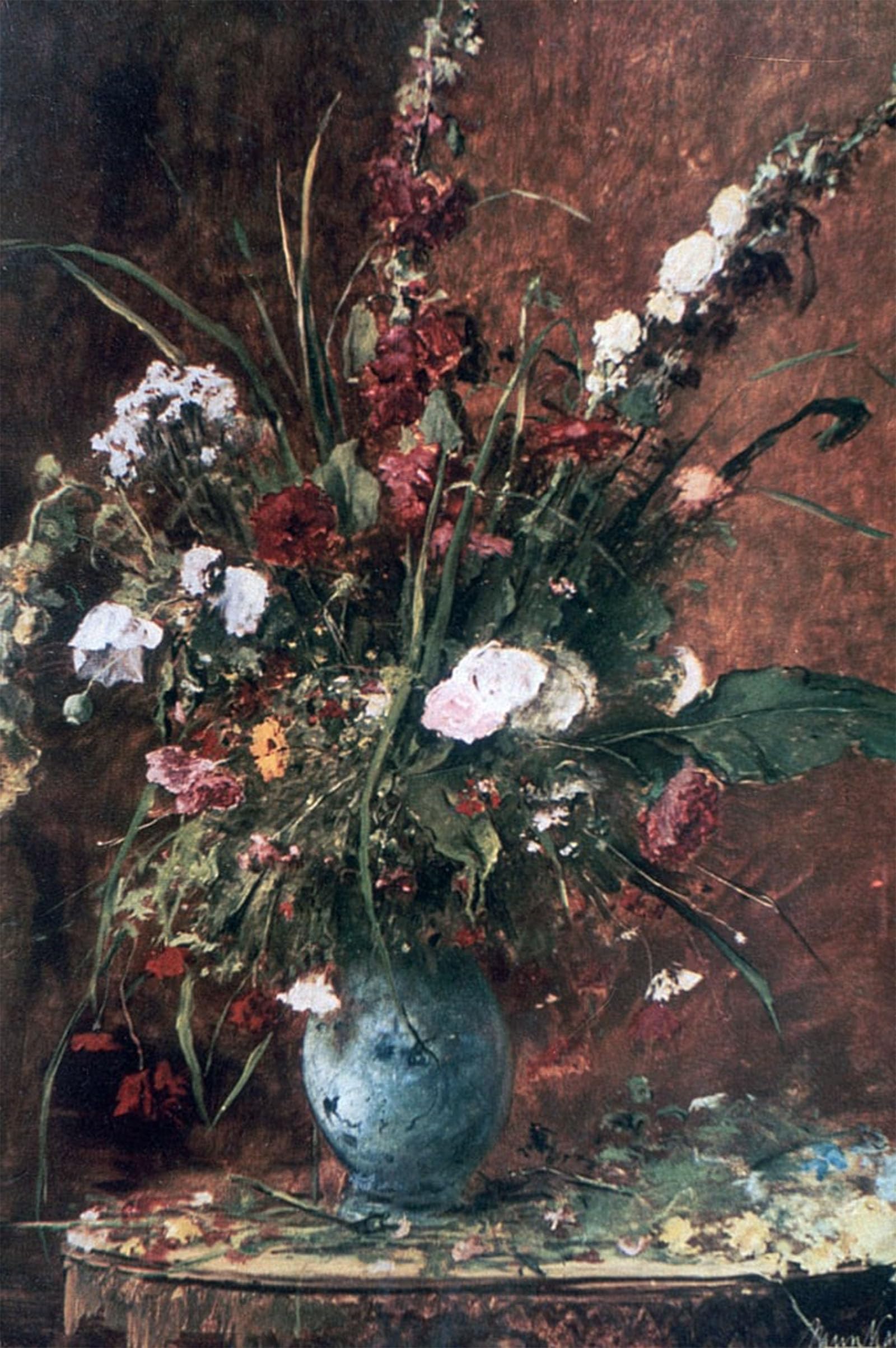 ARTXLXXBN Famous Prints Artwork Pictures Poster Painting Art Great Flower Still Life by Mihály Munkácsy Artwork Landscape Pictures for Home Decor 60x90cm