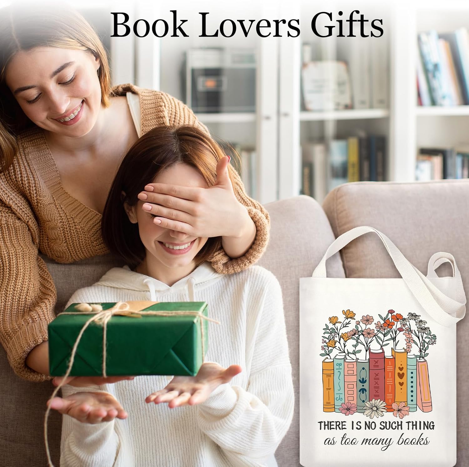 Book Tote Bag, Book Lovers Gifts for Women, Canvas Cute Tote Bag Funny Bookish Gifts for Thanksgiving Birthday Christmas for Women Lovers Reading Accessories Librarian Bookworm Readers Teacher Library - Image 6