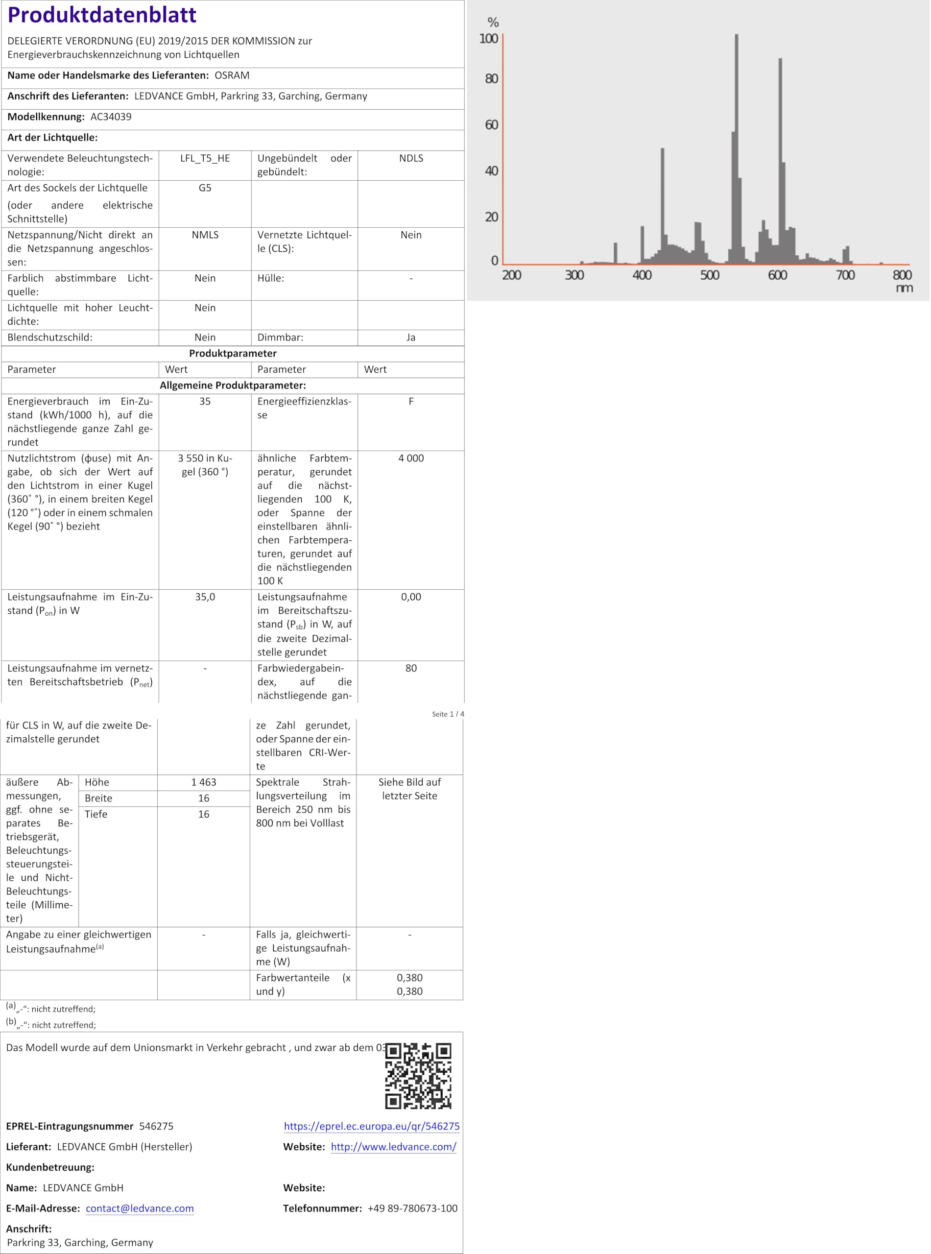Leuchtstofflampe T5 FH 35 Watt 840 HE - Osram, 10 Stück