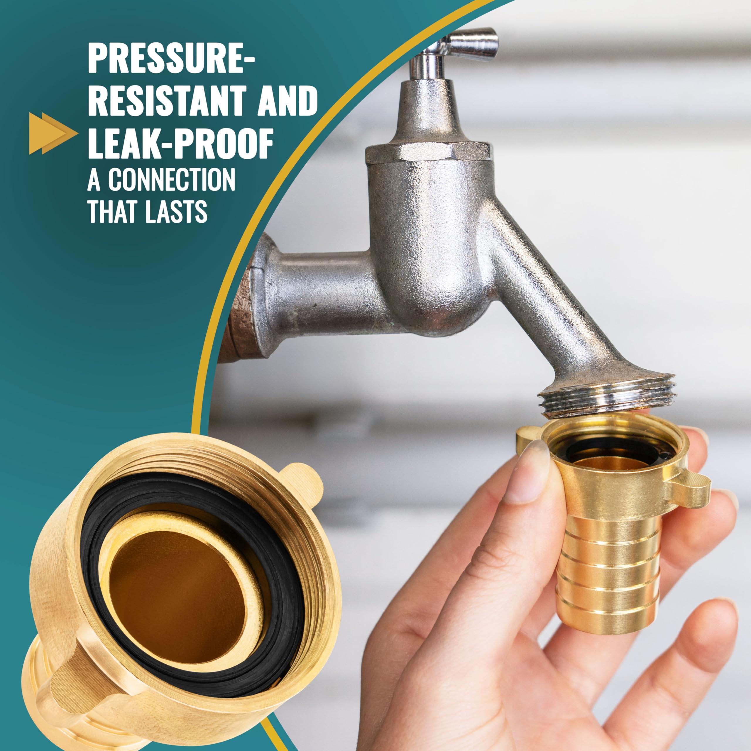 Poppstar Hose Connector ID 1 1/4 Inch Brass (incl. Union Nut with Flat Gasket) to Hose Tail 1 Inch (25mm) - Image 4