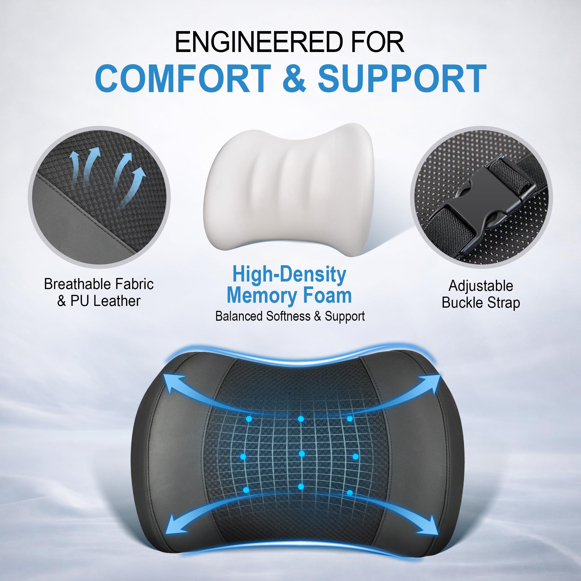 Cuscino di supporto lombare: cuscino lombare in memory foam per alleviare il dolore alla parte bassa della schiena - cuscino per schienale auto per la guida - supporto lombare per auto-sedia da