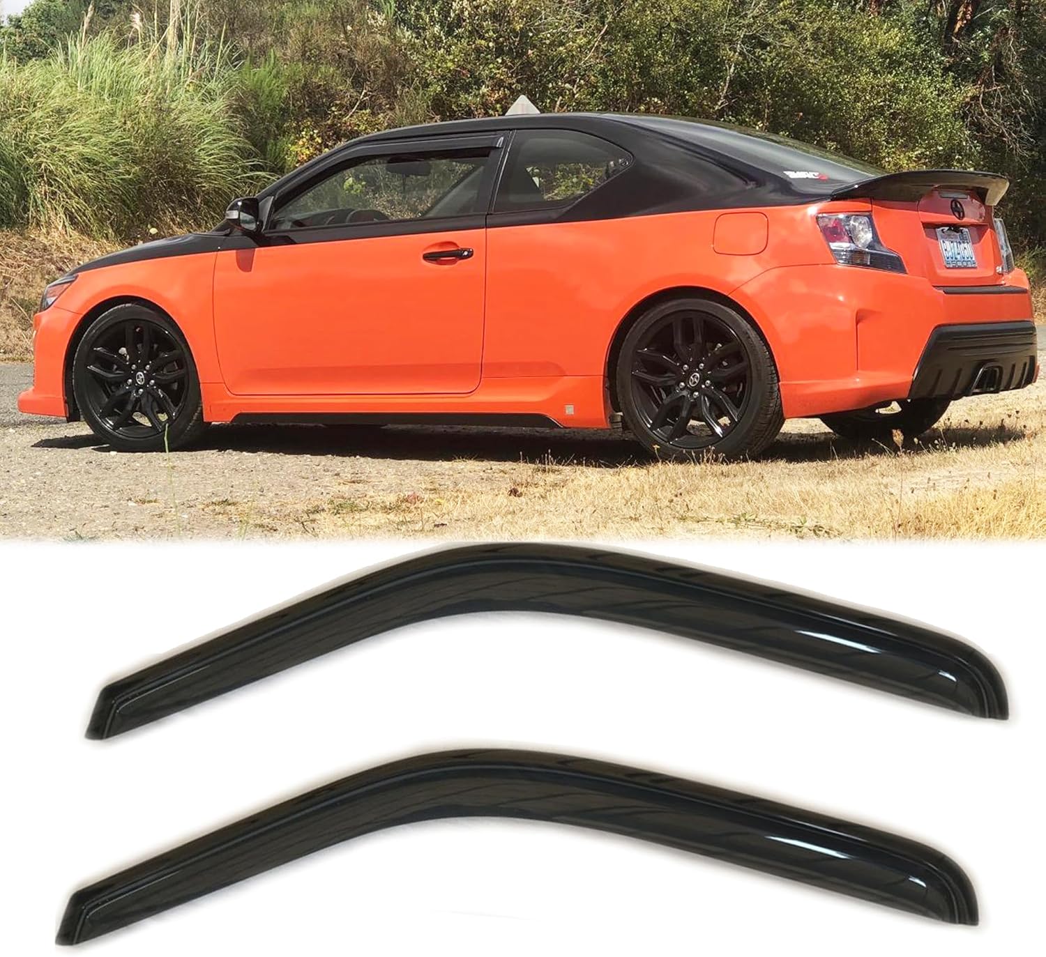 2pcs Original Shatterproof Rainproof Side Window Wind Deflectors for Scion TC 2011-2016,Tape-on Rain Guards Sets,Nice Looking Window Visors for Cars,Vent Deflector J091