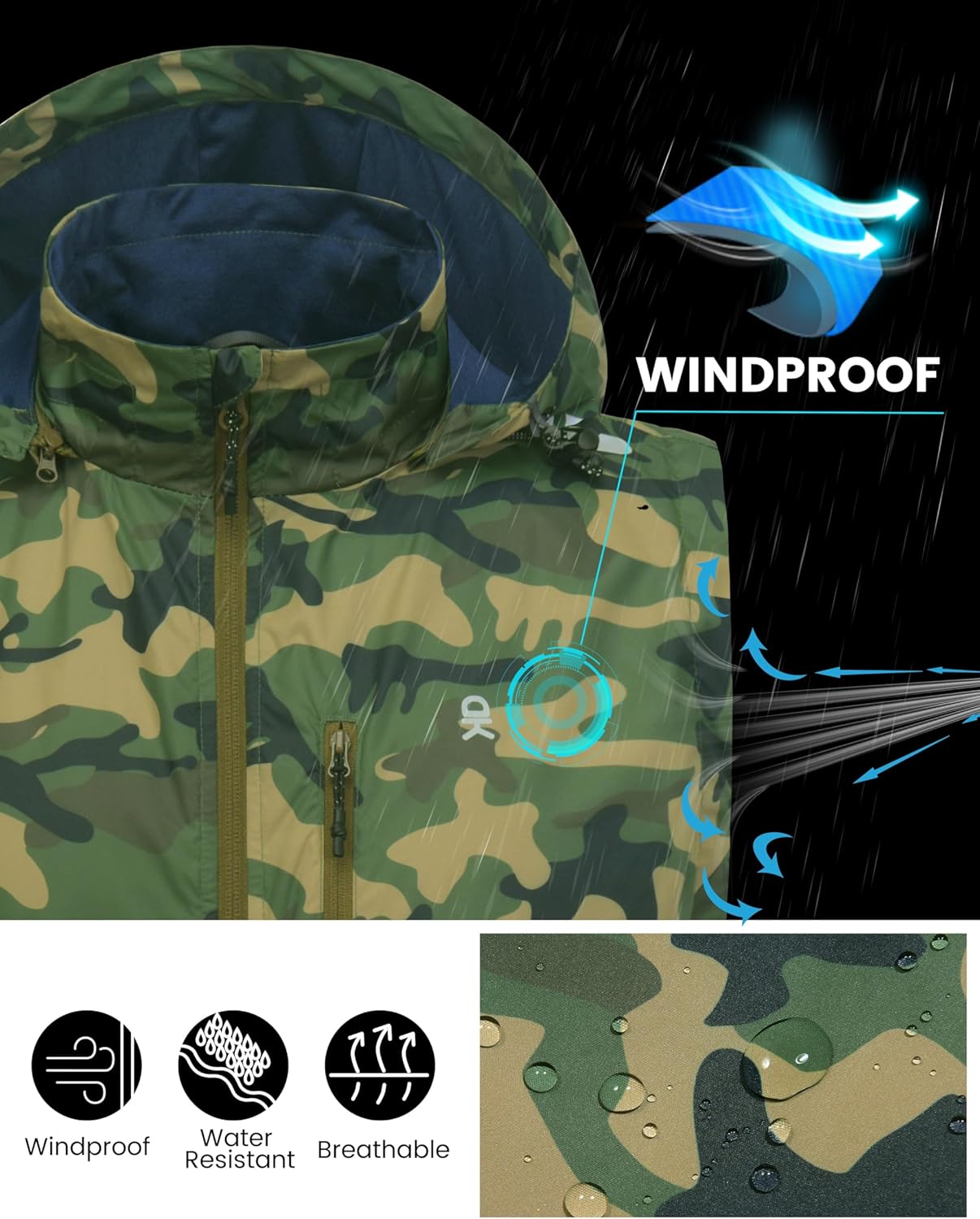 Little Donkey Andy Men's Lightweight Softshell Vest Detachable Hood Windproof Golf Sleeveless Jacket for Hiking Running - Image 4