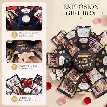 Koogel Explosion Gift Box, DIY Custom Scrapbook Photo Album Surprise Box for Birthday Anniversary Wedding Holiday Graduation