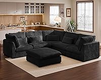 Vista 28 de Sofá modular de gran tamaño, sofá seccional de pana Cloud extra profundo con diván otomano chaise, sofá cama de chenilla esponjosa de 8 plazas