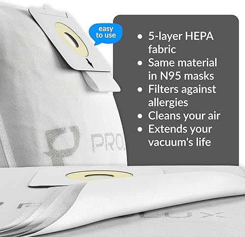 Miniatura 4 de GV Paquete de 10 bolsas originales para aspiradora Prolux Tritan, material HEPA, mayor capacidad de suciedad