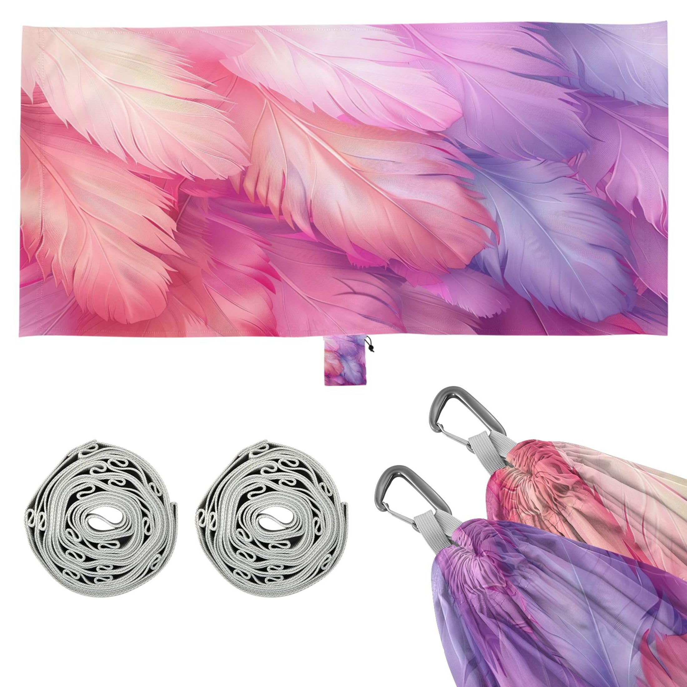 Takiito Feathers Hammock 330 lb Capacity Travel Camping Hammock with Tree Straps, Portable Lightweight for Outdoor Beach Backpacking Backyard Patio