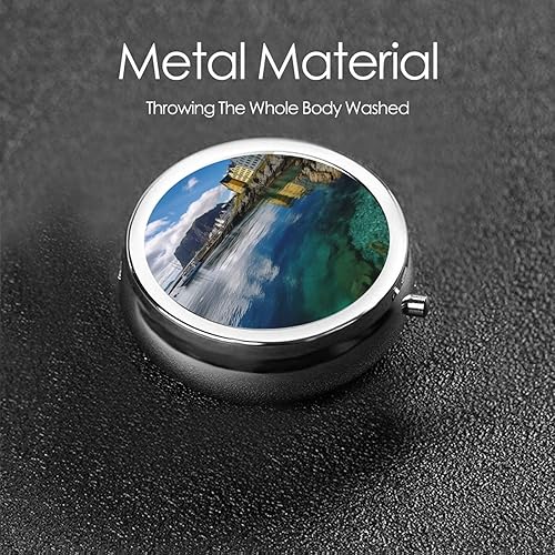 Miniatura 6 de Noruega Paisaje Naturaleza Mar Agua Imprimir Pastillero Redondo 3 Compartimentos Pastillero Medicina Pastillero Portátil para Medicina Diaria