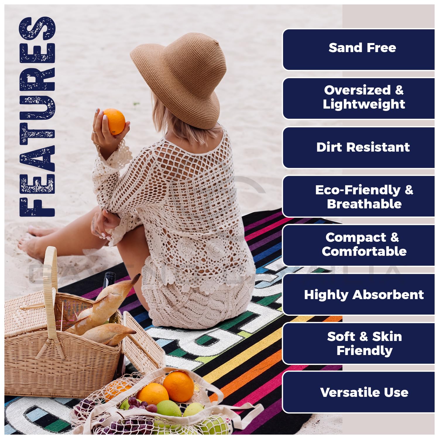 GC GAVENO CAVAILIA Pack of 1, Beach Towels for Adult Men,Women & Kids, Lightweight & Super Absorbent Quick Dry Towels - Image 3