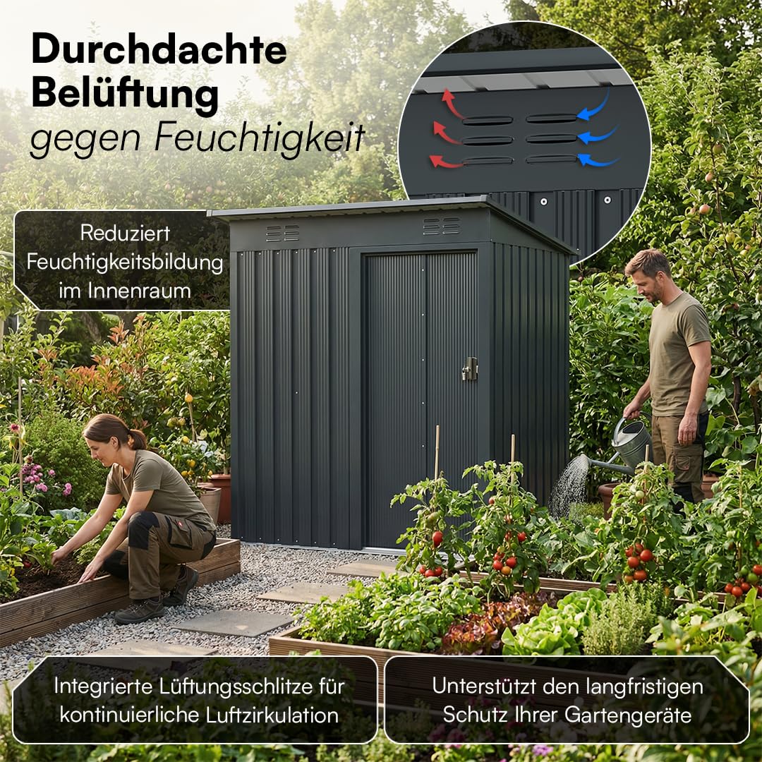 STEELSØN Talonix Gerätehaus Metall 184x75x164cm Anthrazit Zinkstahlrahmen