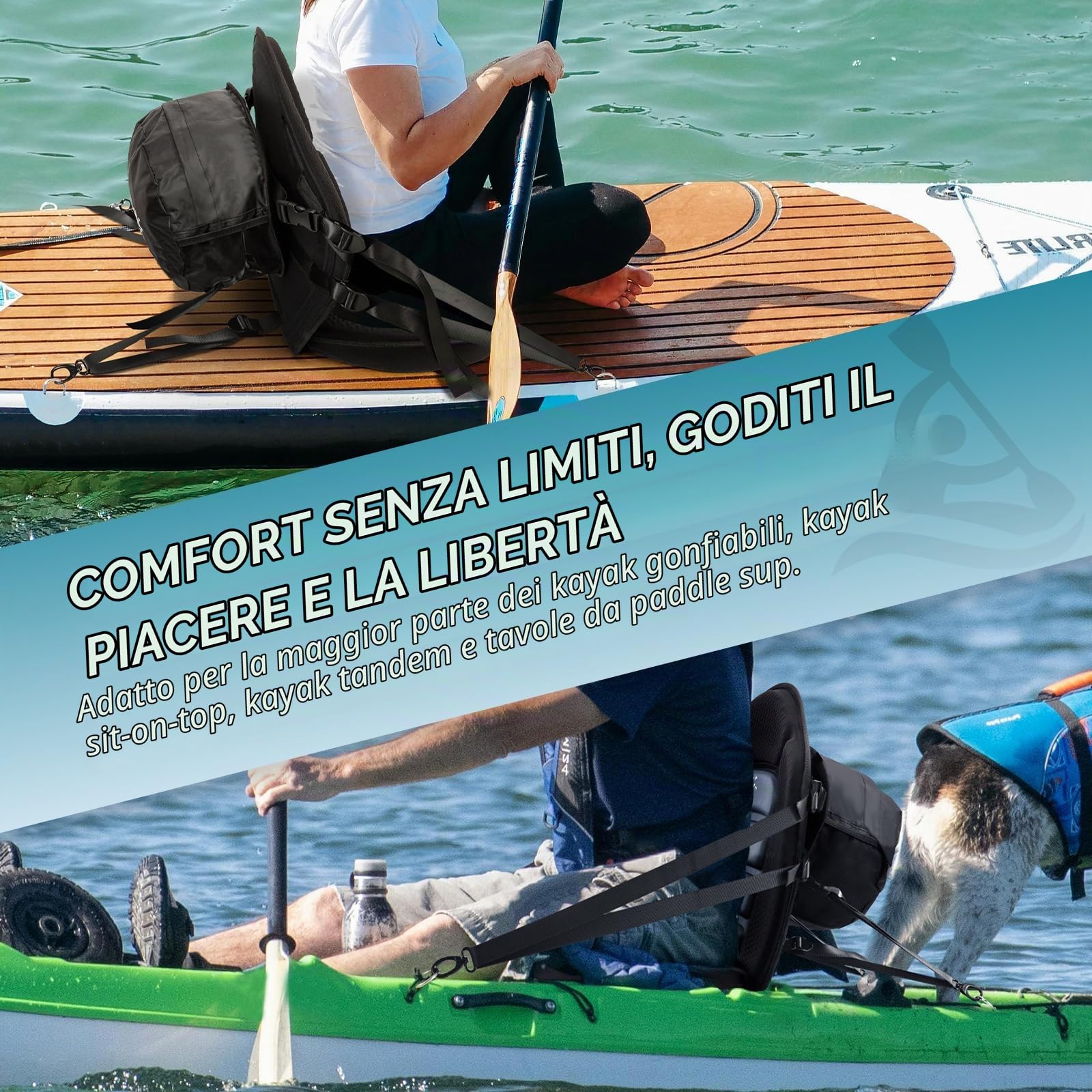 Trymaker Sedile universale per kayak, per paddleboard, regolabile (1 set di cuscini spessi)