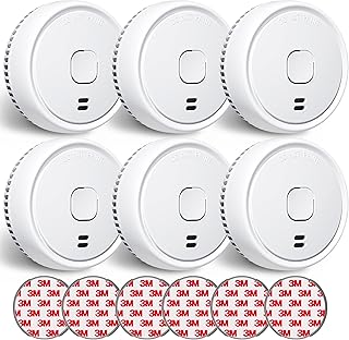 Smoke Detector, 10 Year Fire Alarms Smoke Detectors，Smoke Detector Battery Operated with Photoelectric Sensor, Fire Alarm with Low Battery Indicator, Smoke Detectors Used in Home, FJ138, 6 Packs