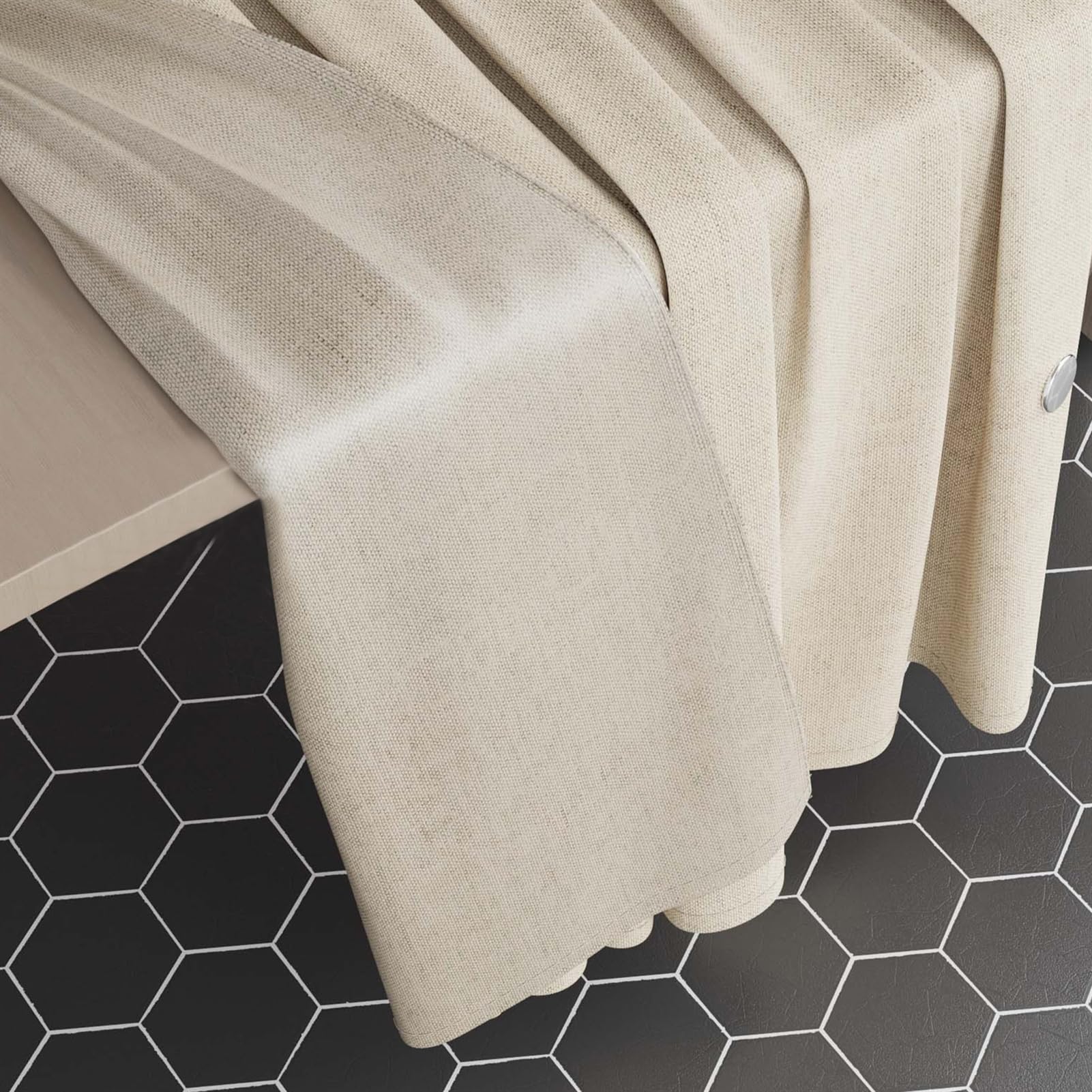 Rideau de douche en lin texturé imperméable anti-moisissure tissu lavable rideau de salle de bain pour salle de bain beige 80 x 180 cm