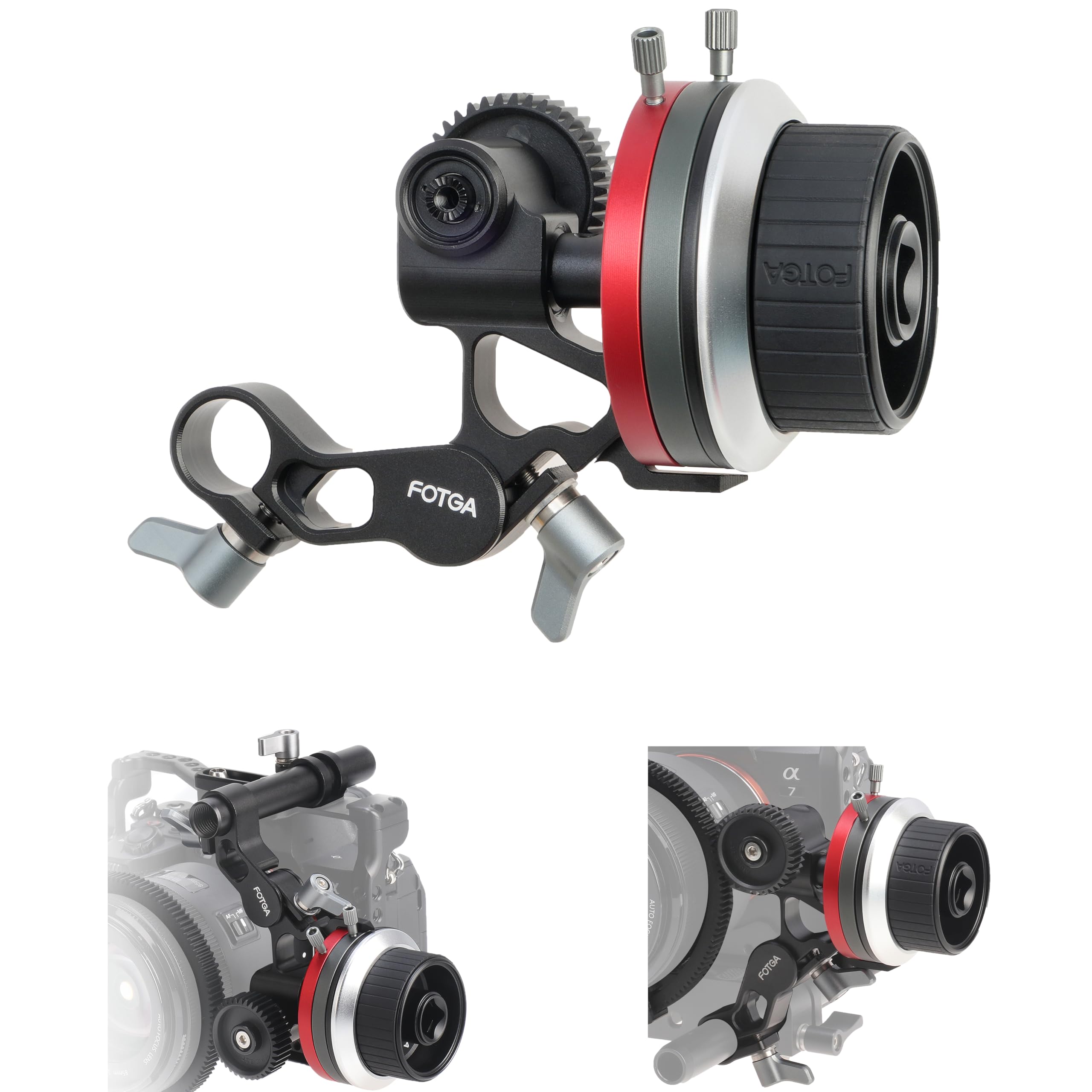 Fotga Aluminum Mini Pocket A/B Stops Lens Follow Focus Lever Camera Focus Puller Compatible 15mm Rod Rail Rig Damping No-slip Handwheel for DSLR Mirrorless Camcorder Camera Cage Rig