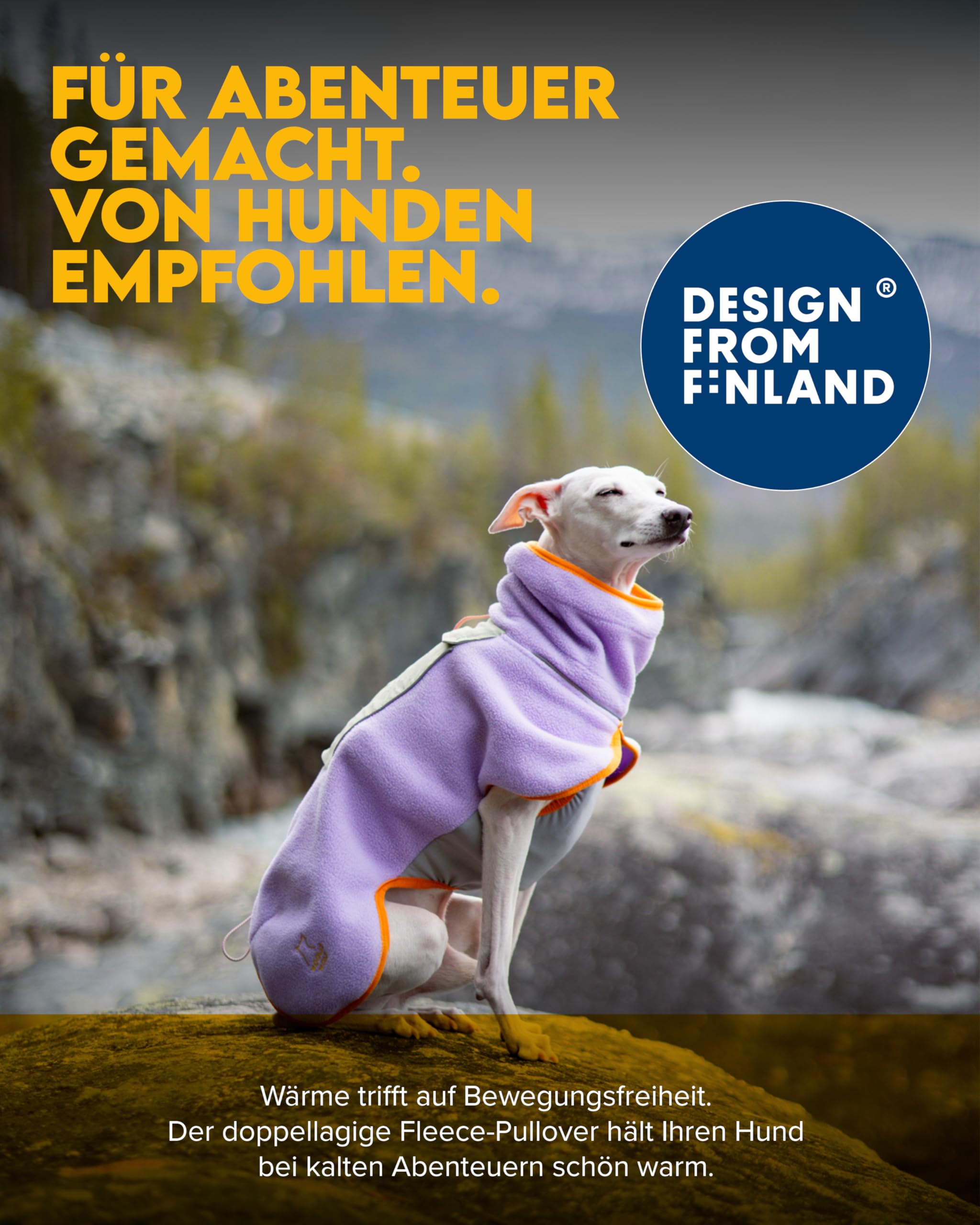 Woolly Wolf Alpha 360 Fleece Hundepullover für mittelgroße Hunde Gr. 40 Lavendel - Flauschig-Warmer Hundepulli für kalte Tage mit Verstellbarer Passform, 100% recycelte Materialien