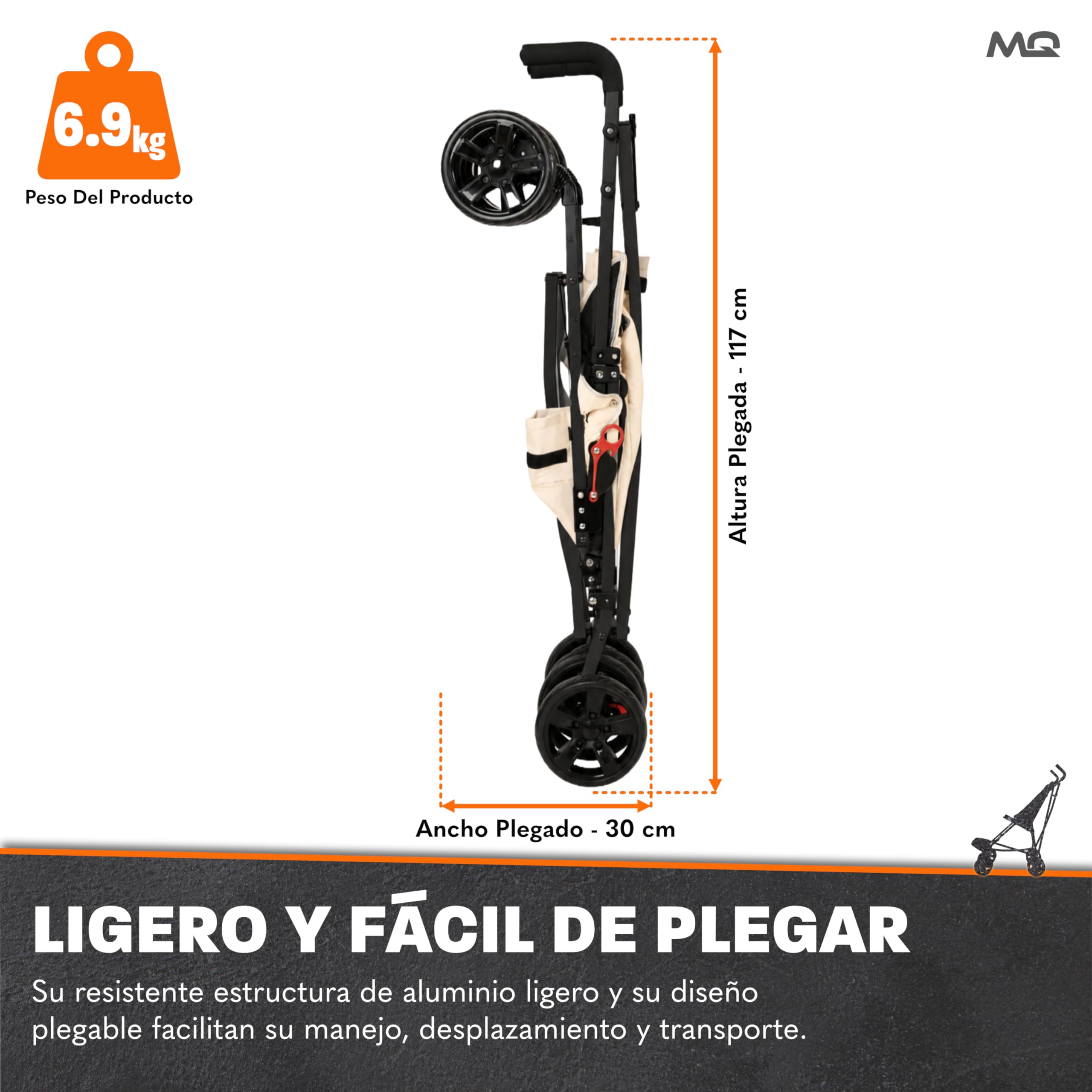 Silla de ruedas para personas con discapacidad MobiQuip XL, arena: ruedas adaptada para niños mayores de hasta 50 kg, con estructura plegable ligera, reposapiés ajustable y arnés de 5 puntos