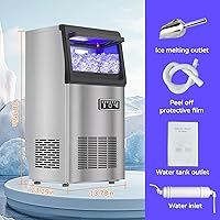 Vista 9 de Máquina de hielo comercial de pepitas de 80 libras/24 horas con almacenamiento de 20 libras, máquina de hielo de pellets de acero inoxidable, lista