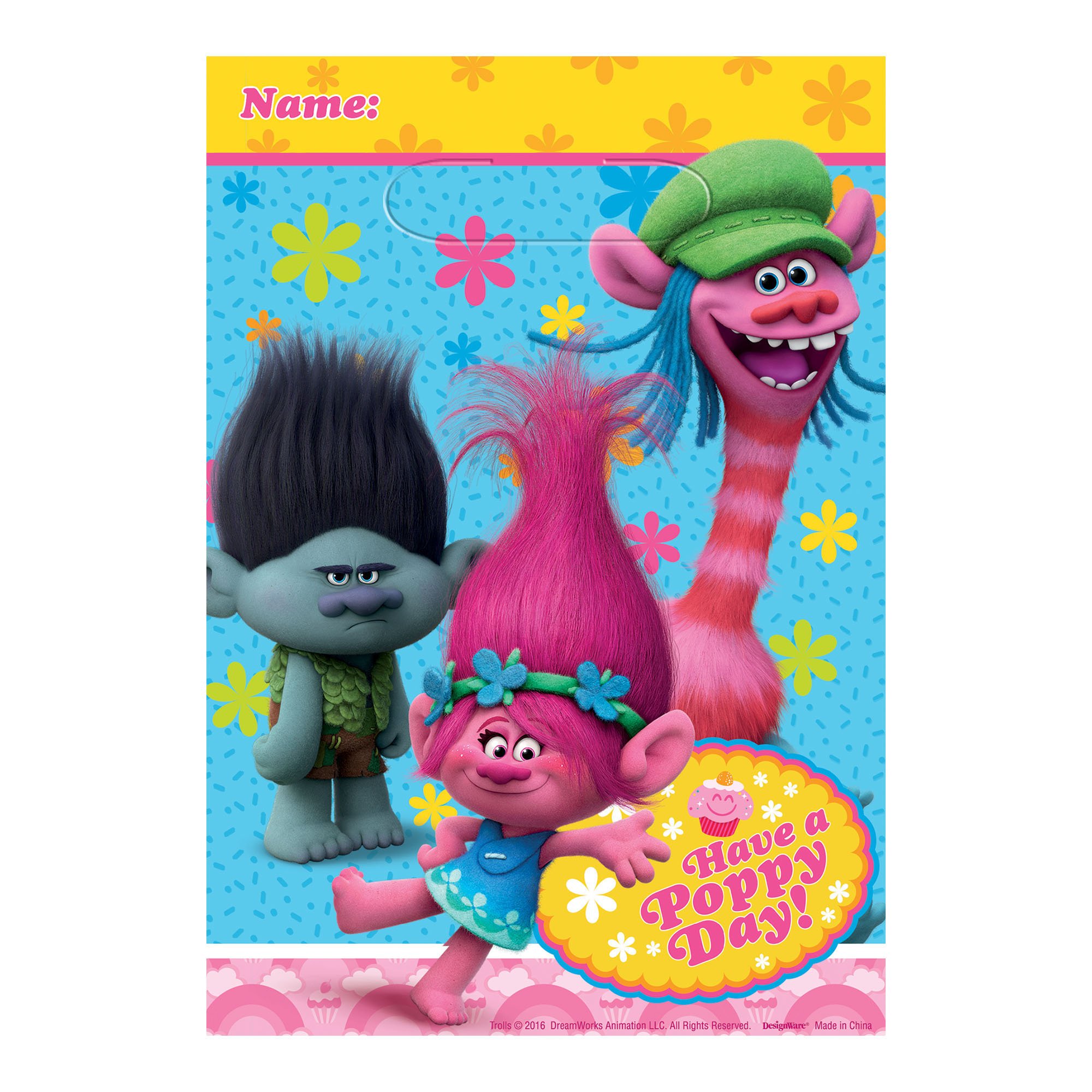 Amscan Trolls The Movie Favor Loot Bags 8 Piece Birthday Party Supplies, Multi, One Size