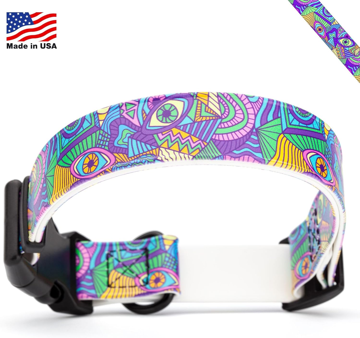 DOGLINE Biothane Waterproof Quick Release Dog Collars - Strong Collar, Odor-Proof, Easy to Care, Fits Dog Collar for Large Dogs (Illusion, 1" W by 15-23" L)