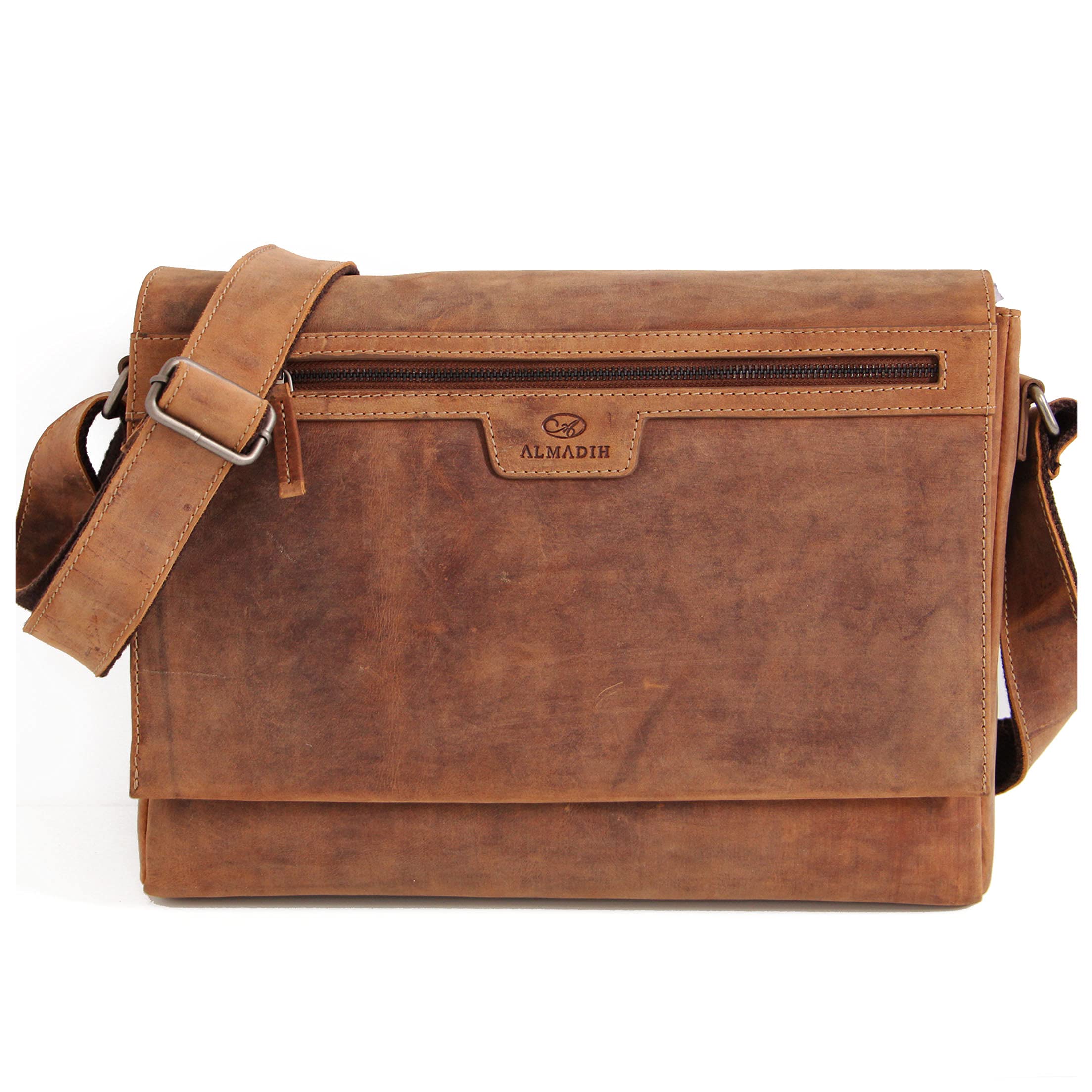 FANCODI Vintage Cowhide Leather Men's Messenger Bags Crazy Horse Genuine Leather Shoulder Bags - View #5