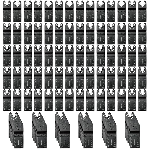 100Pcs Oscillating Tool Blades Professional Universal Oscillating Saw Blades Wood Multitool Blades Compatible with Dewalt, Milwaukee, Ryobi, Rockwell, Bosch
