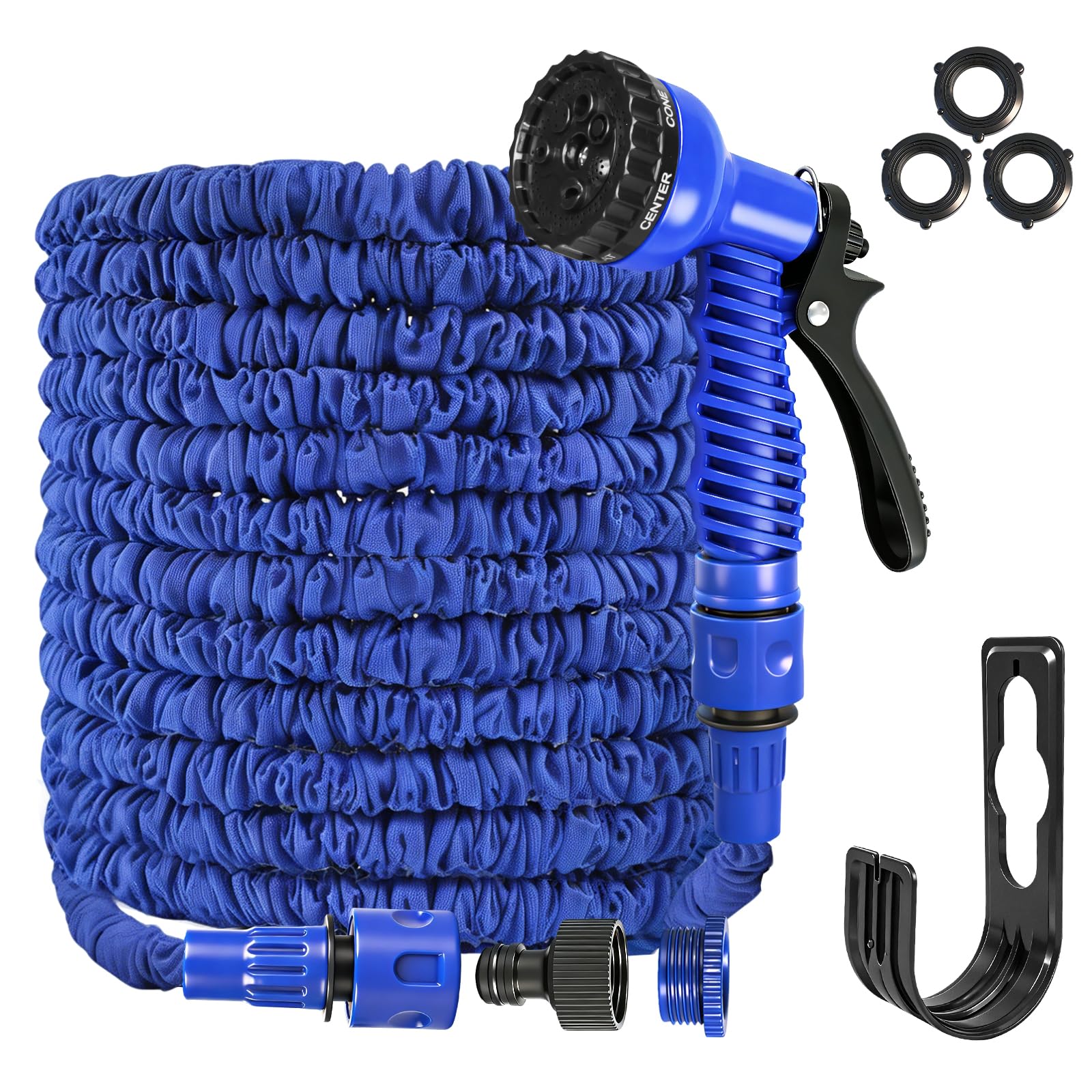 Radlux Garden Hose Pipe with 3/4", 1/2" Fittings, Expandable Garden Hose 100FT (30M), Flexible Water Hose Pipe with 7 Function Spray Nozzle,for Gardening and Car Washing