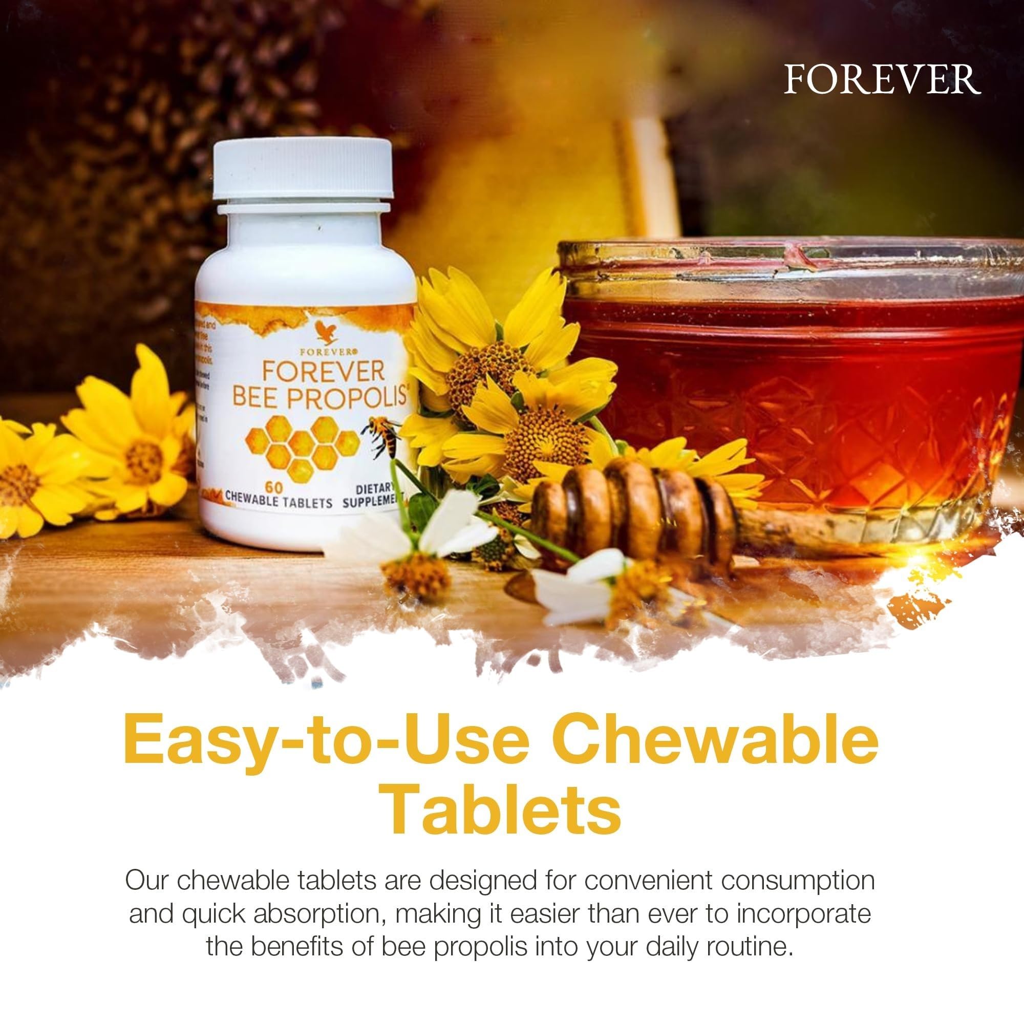 Forever Bee Própolis 100% natural – 60 comprimidos mastigáveis da