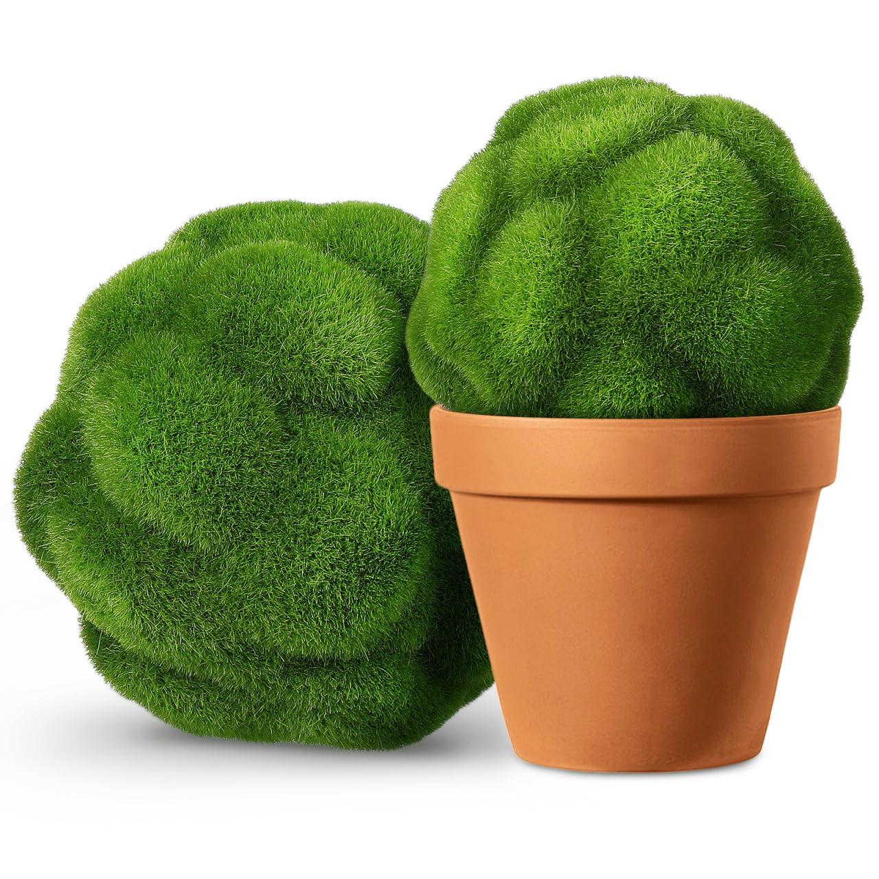 2 bolas de musgo topiario decorativo artificial Housoutil de color verde para jardín