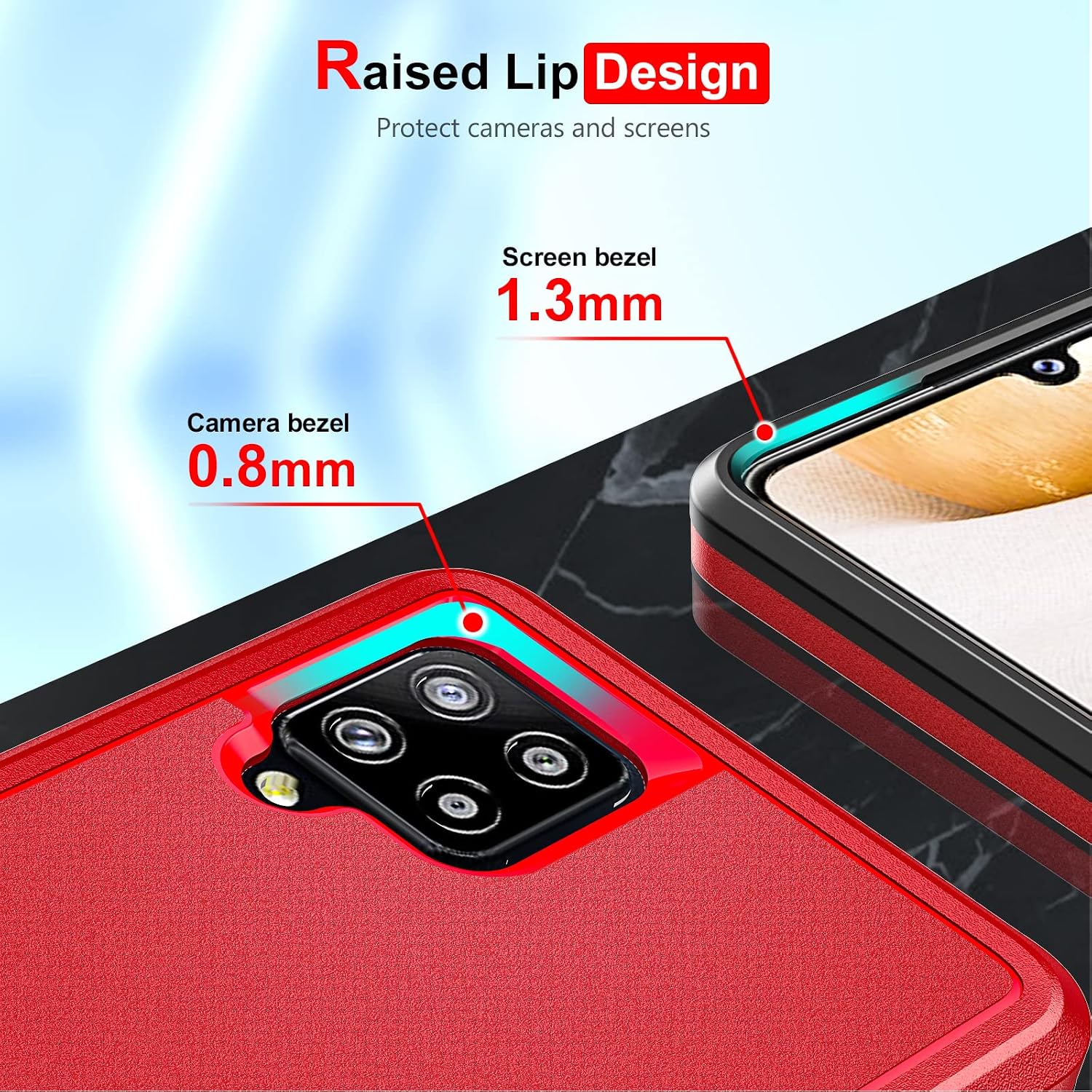 LeYi Samsung Galaxy A42 5G, Galaxy A42 5G Case 360°Protect Rugged Fallproof with 2 Pack Tempered Glass Screen Protector for Women, Commuter Matte Non-Slip Phone Case for Samsung A42 5G. (Red)